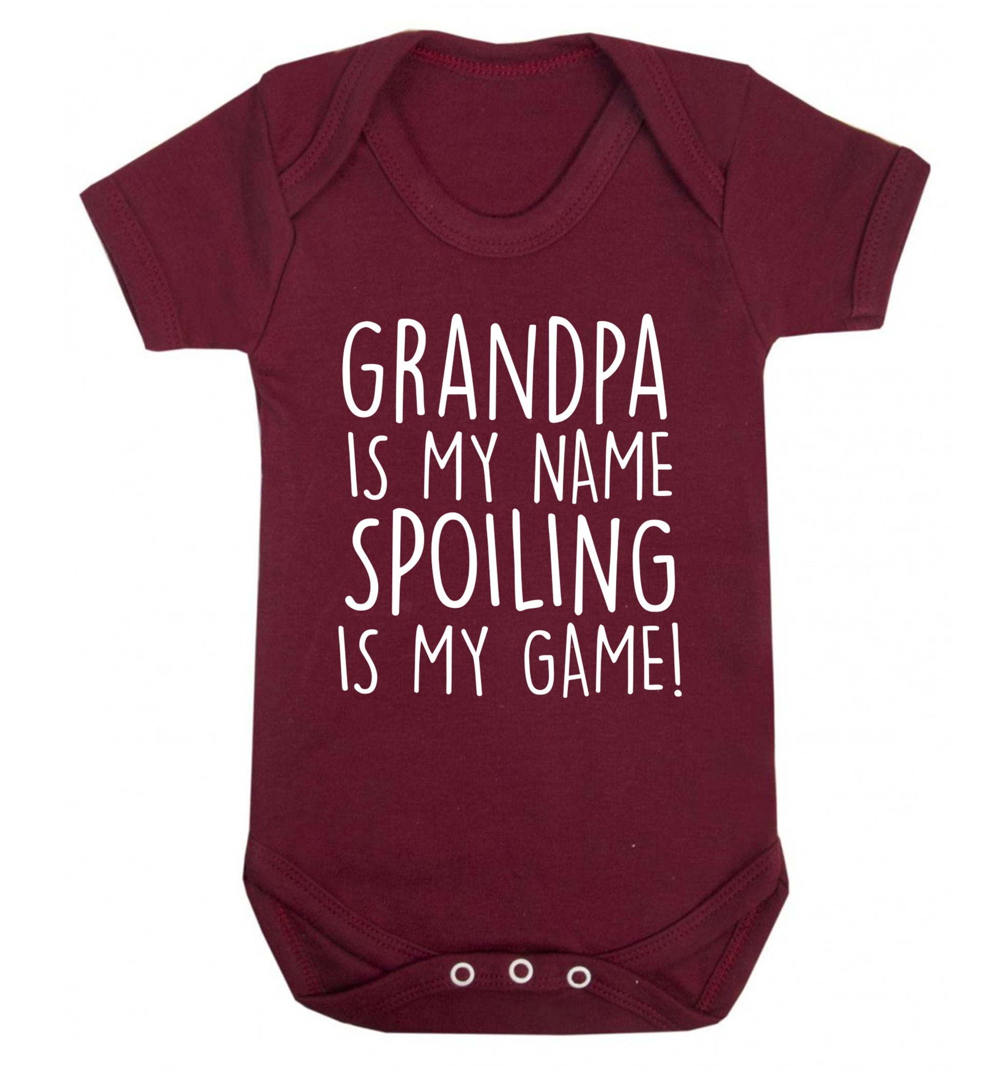 Grandpa is my name, spoiling is my game Baby Vest maroon 18-24 months