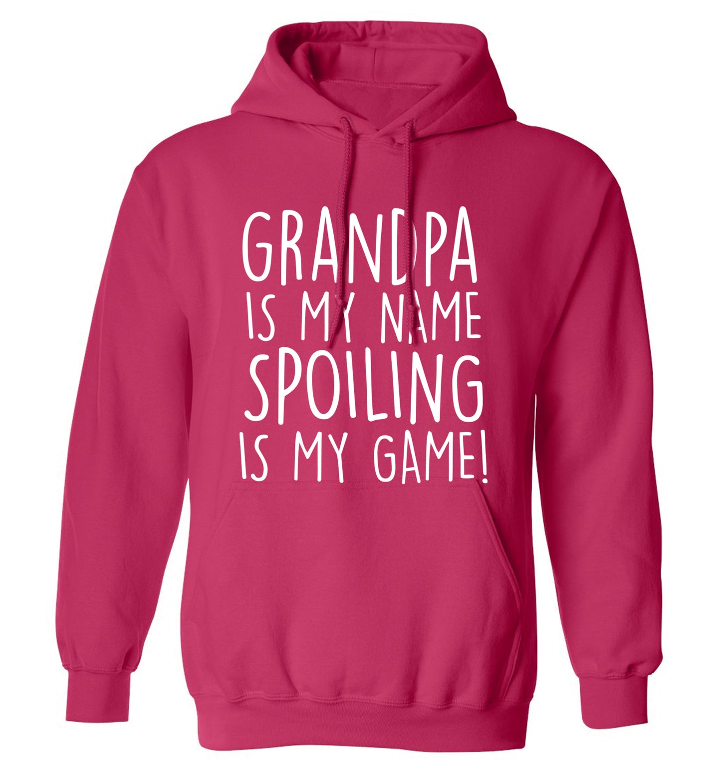 Grandpa is my name, spoiling is my game adults unisex pink hoodie 2XL
