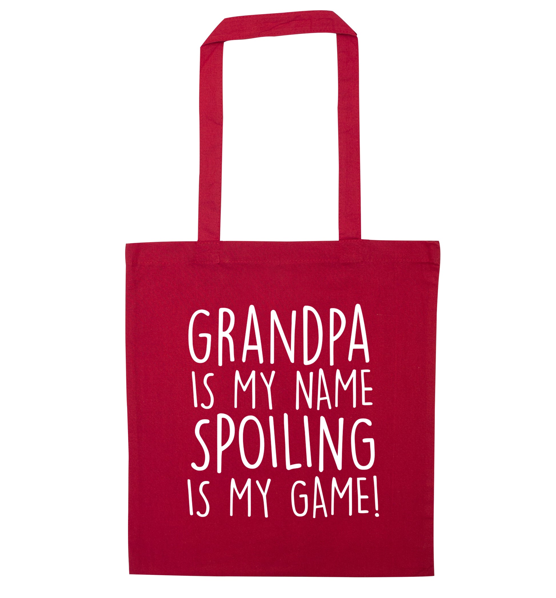 Grandpa is my name, spoiling is my game red tote bag