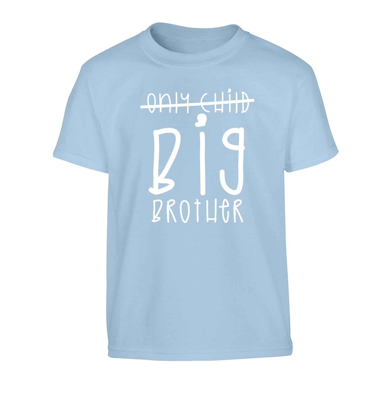 Only child big brother Children's light blue Tshirt 12-14 Years