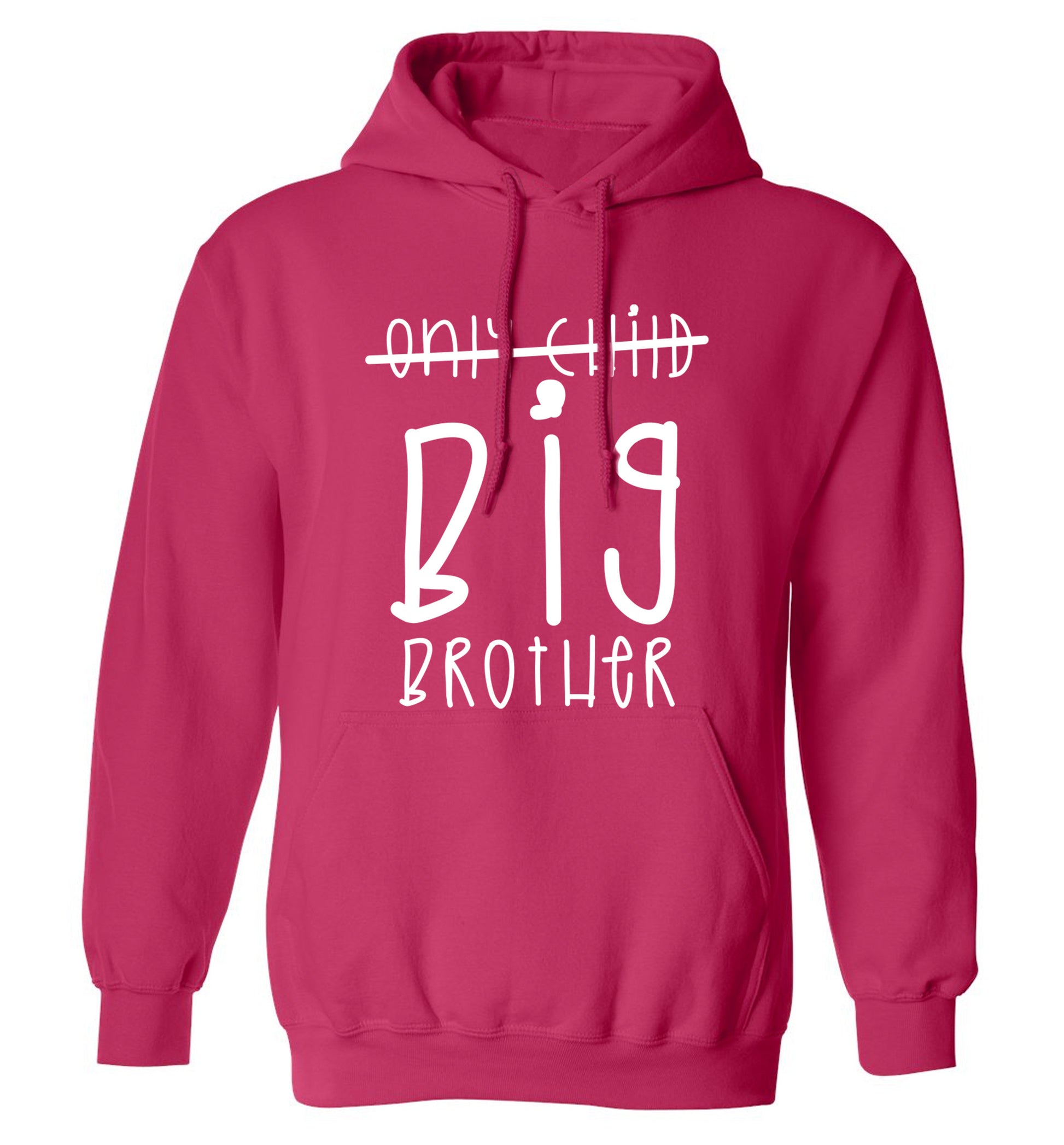 Only child big brother adults unisex pink hoodie 2XL