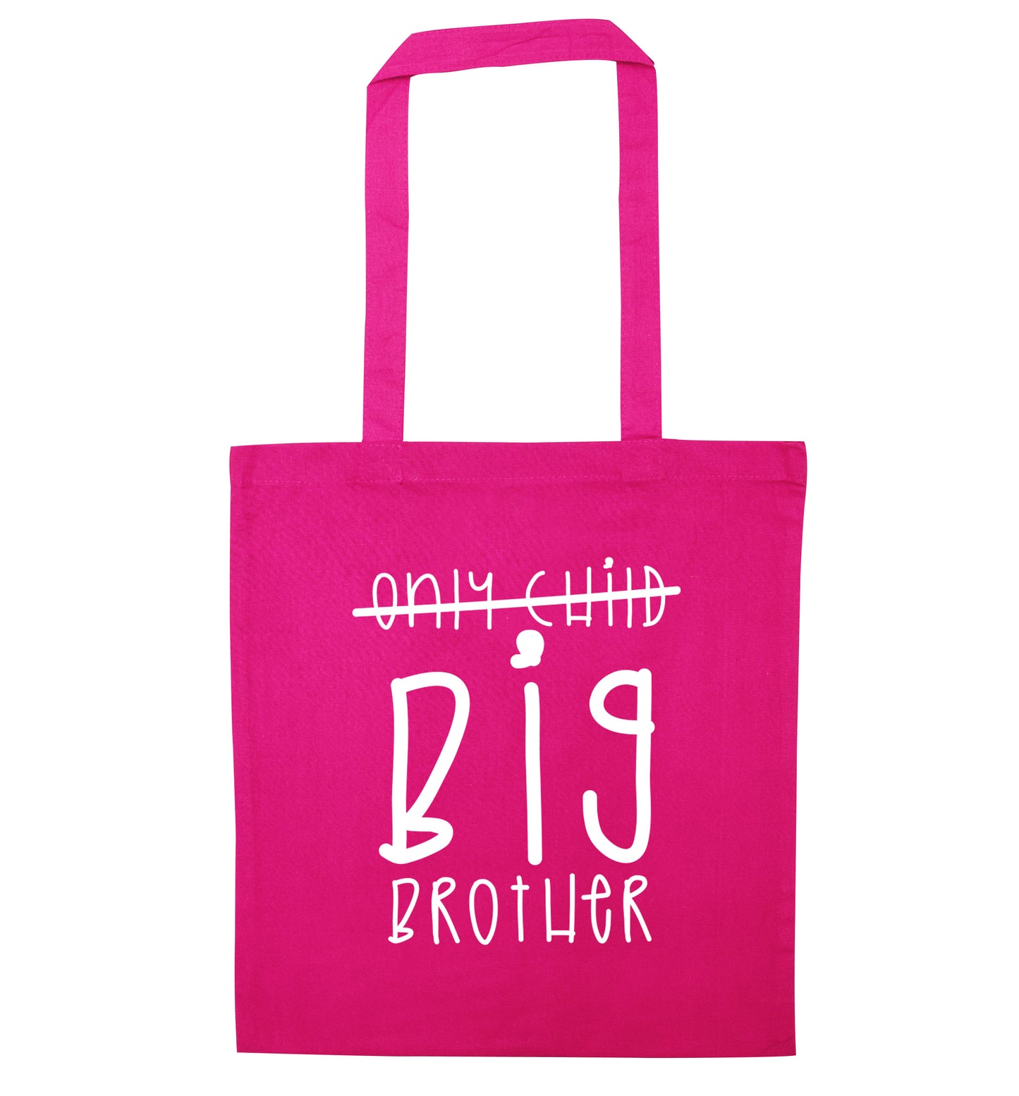 Only child big brother pink tote bag