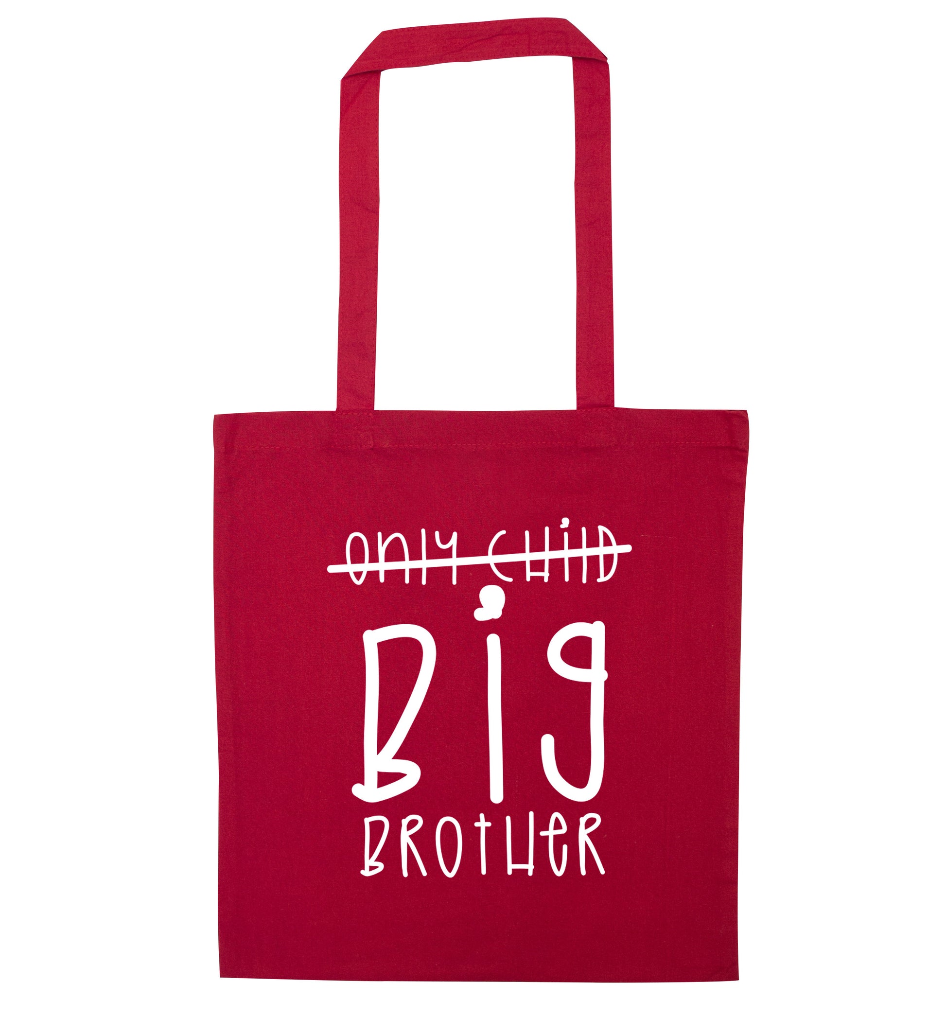 Only child big brother red tote bag