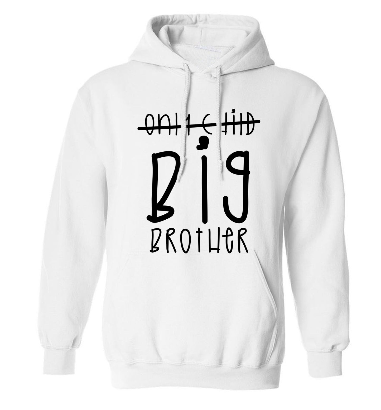 Only child big brother adults unisex white hoodie 2XL