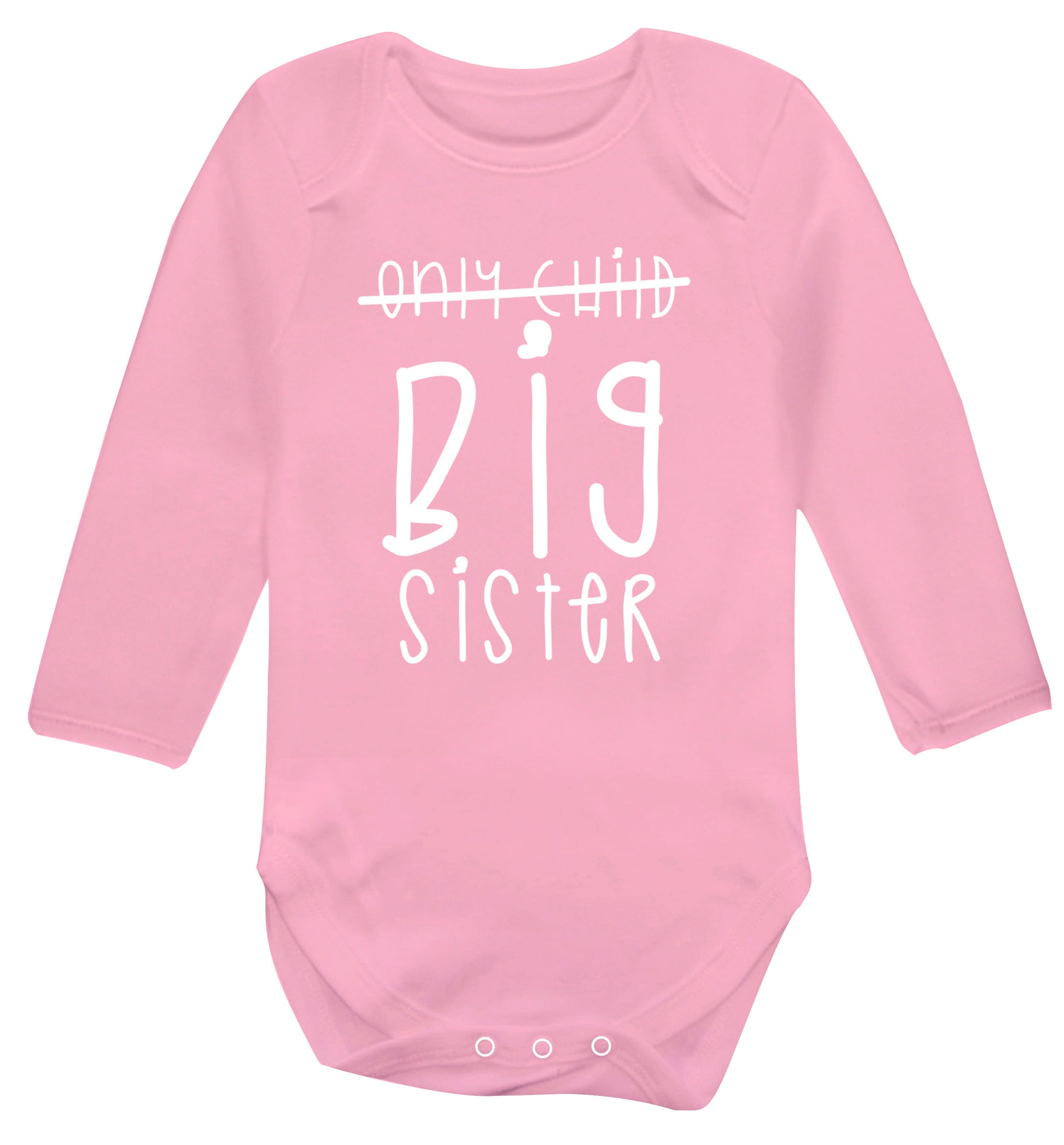 Only child big sister Baby Vest long sleeved pale pink 6-12 months