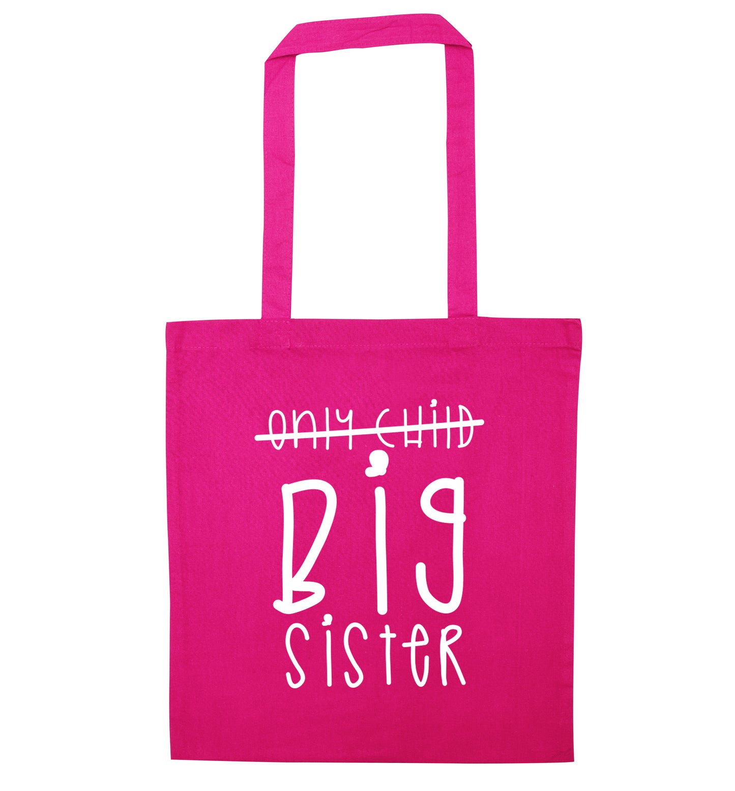 Only child big sister pink tote bag
