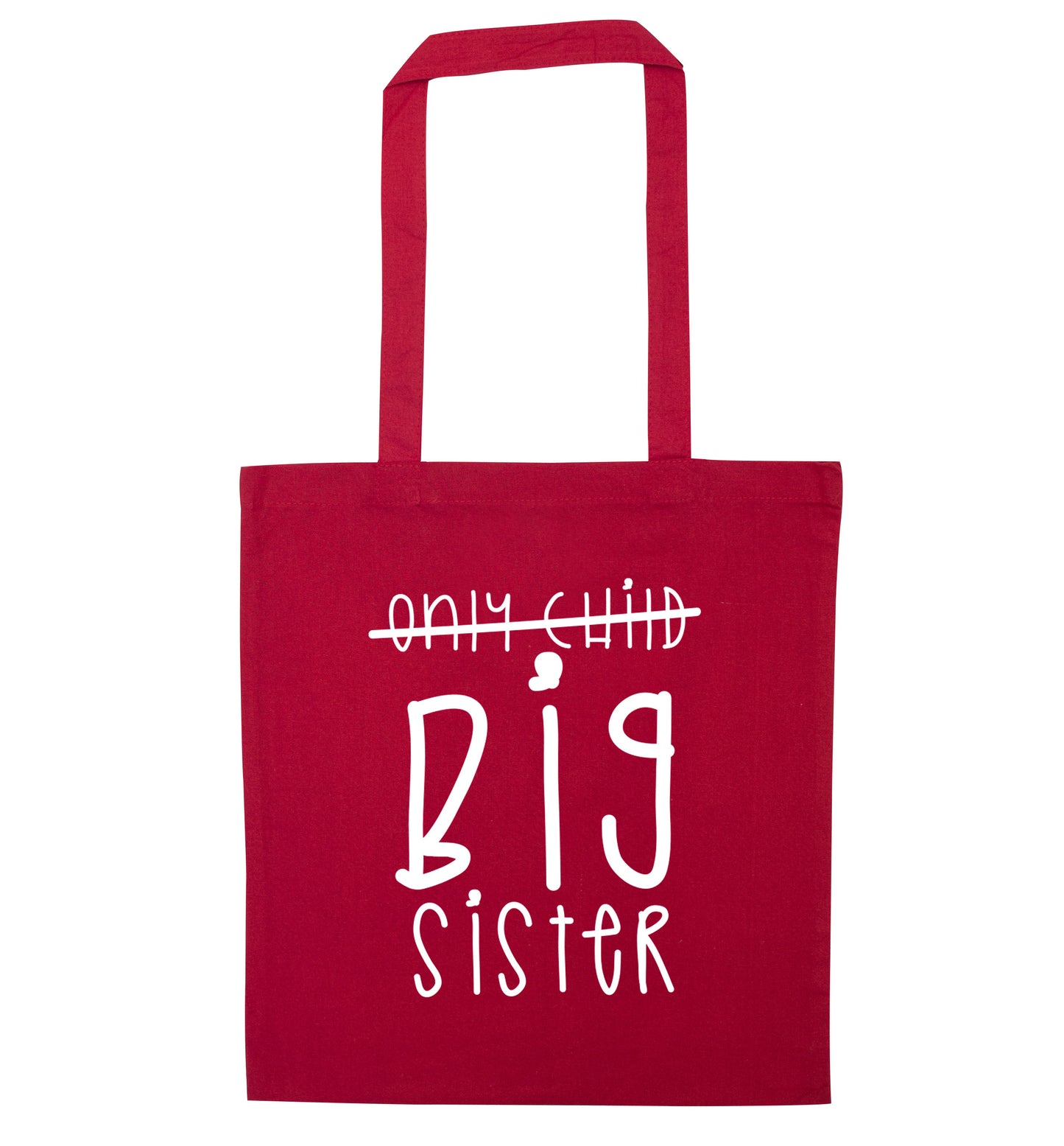 Only child big sister red tote bag