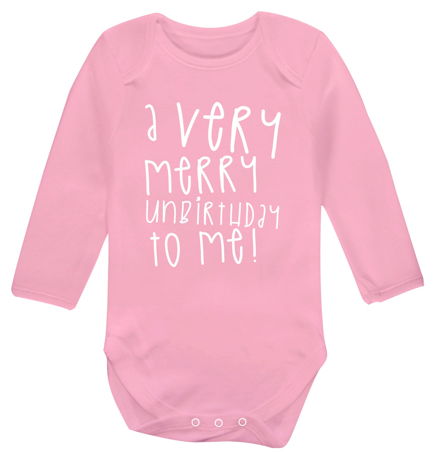 A very merry unbirthday to me! Baby Vest long sleeved pale pink 6-12 months