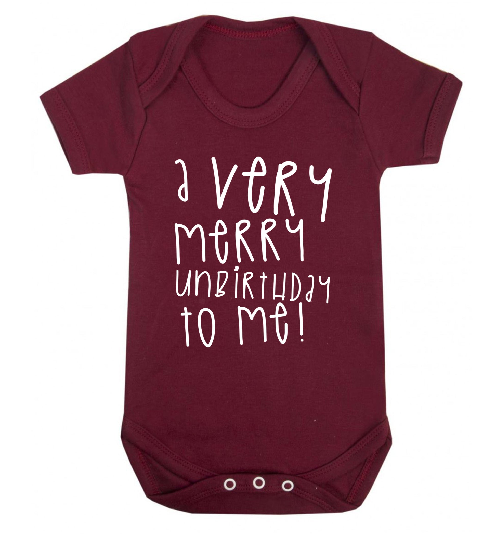 A very merry unbirthday to me! Baby Vest maroon 18-24 months