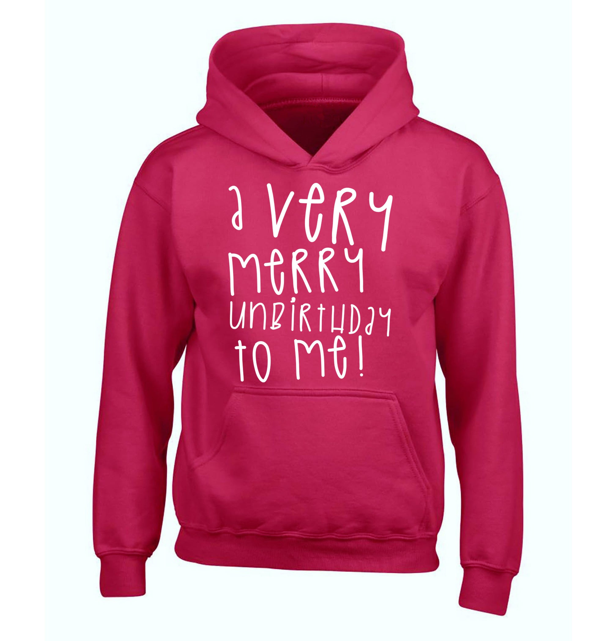 A very merry unbirthday to me! children's pink hoodie 12-14 Years