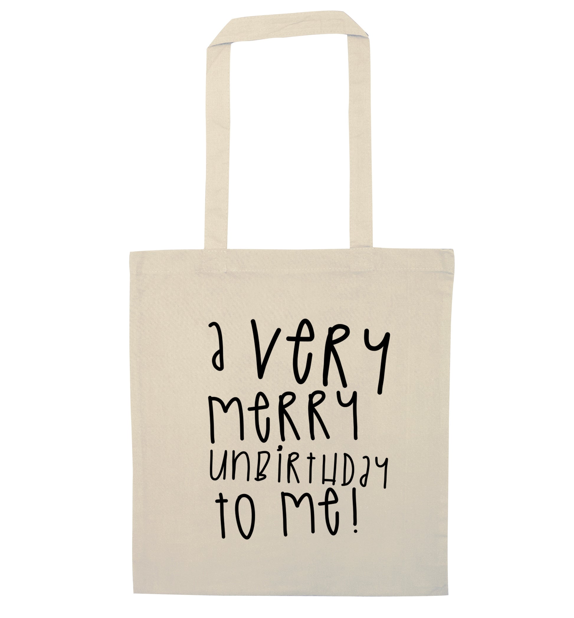 A very merry unbirthday to me! natural tote bag