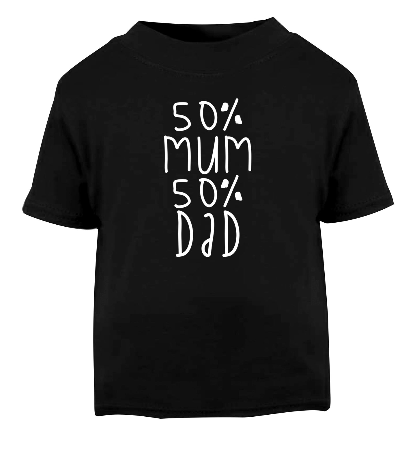 50% mum 50% dad Black Baby Toddler Tshirt 2 years