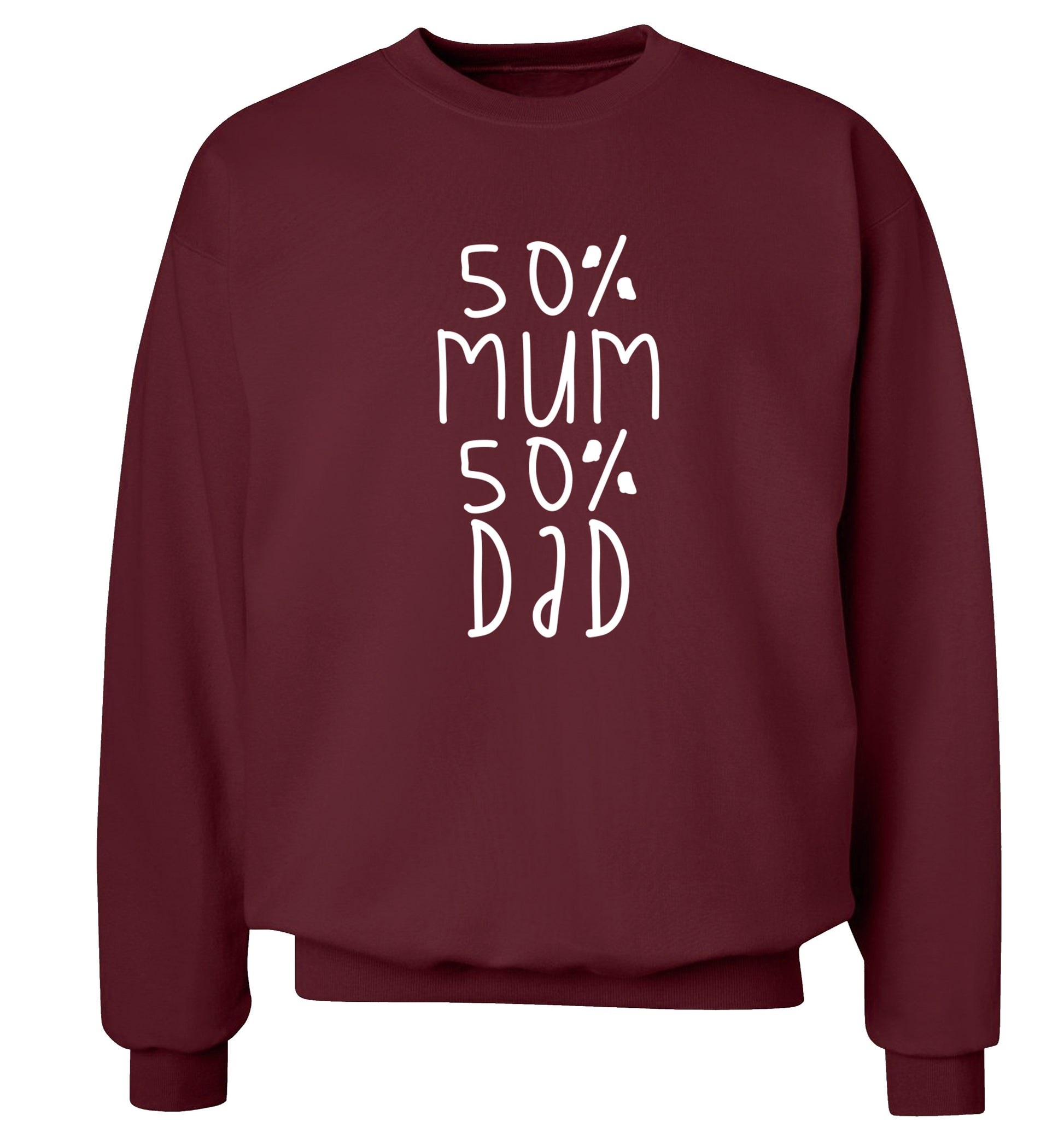 50% mum 50% dad Adult's unisex maroon Sweater 2XL