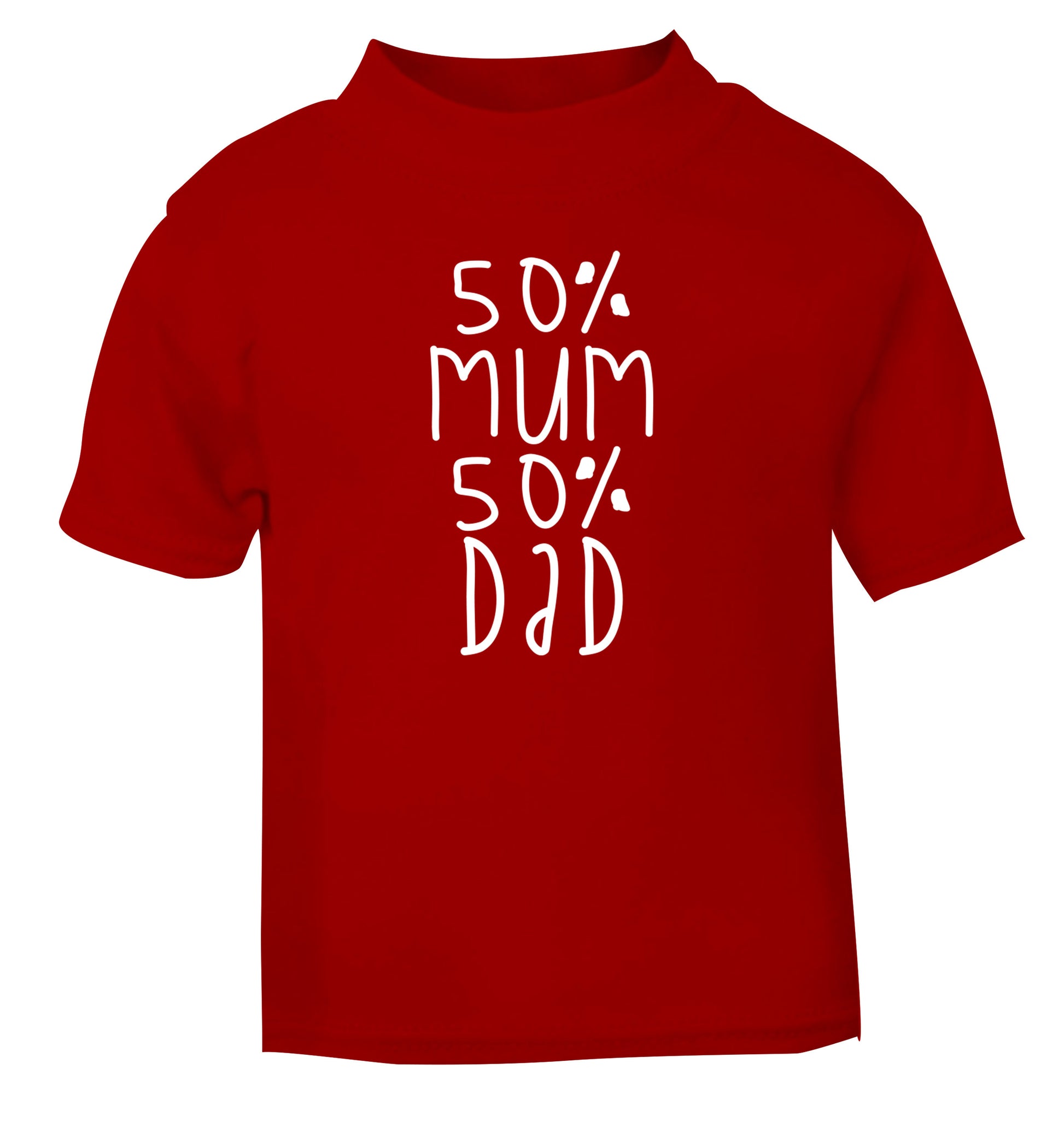 50% mum 50% dad red Baby Toddler Tshirt 2 Years