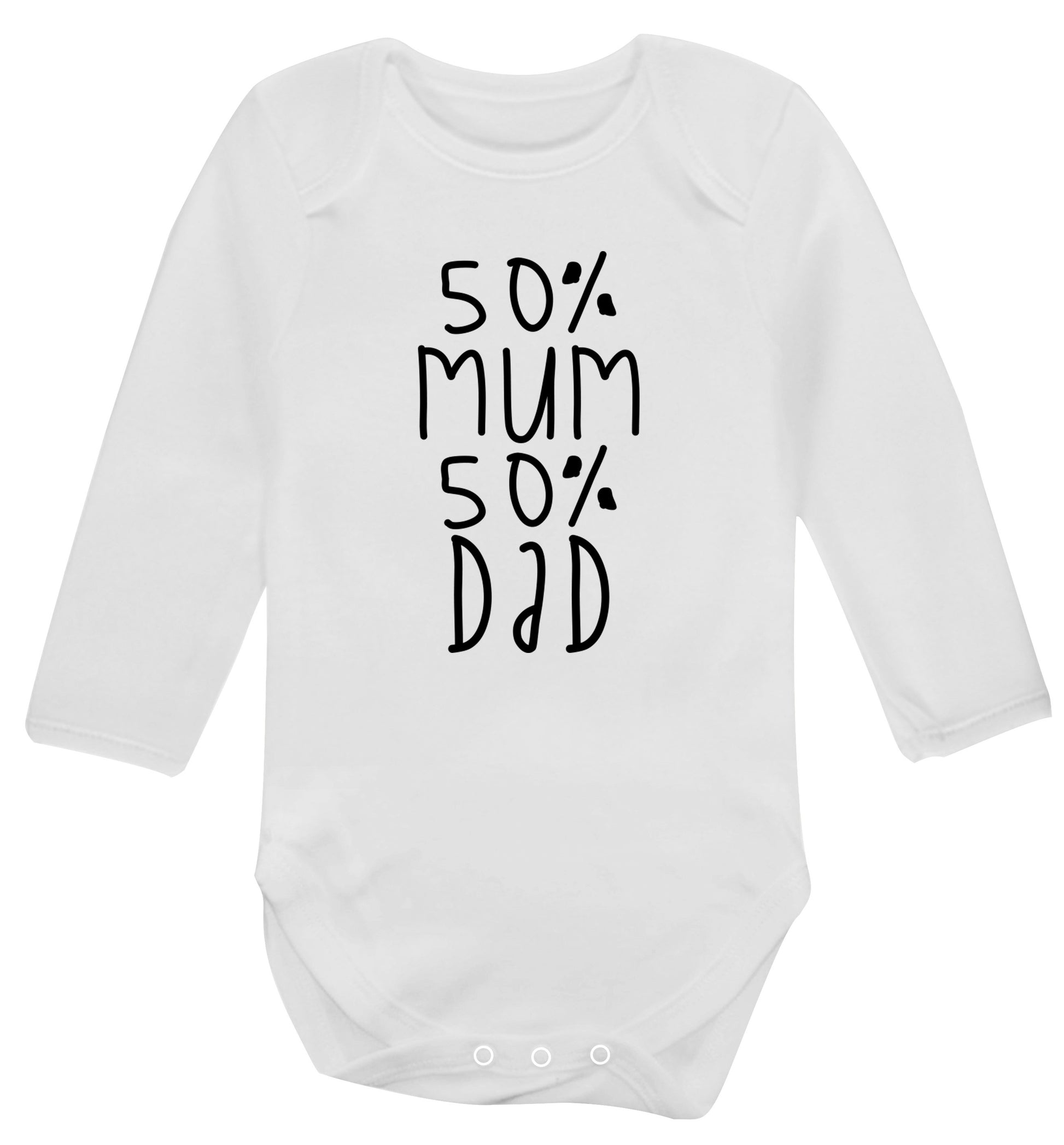 50% mum 50% dad Baby Vest long sleeved white 6-12 months