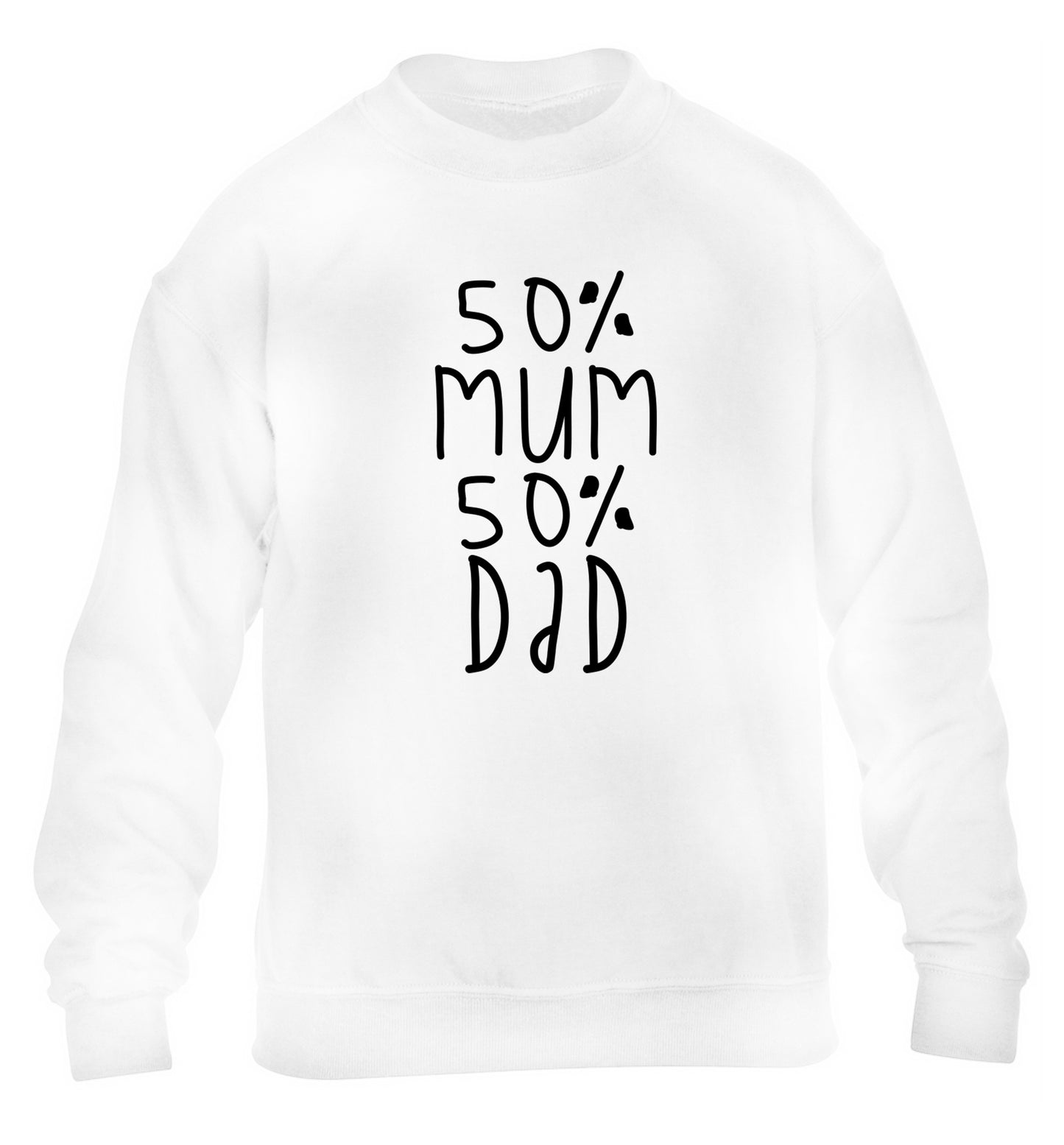 50% mum 50% dad children's white sweater 12-14 Years