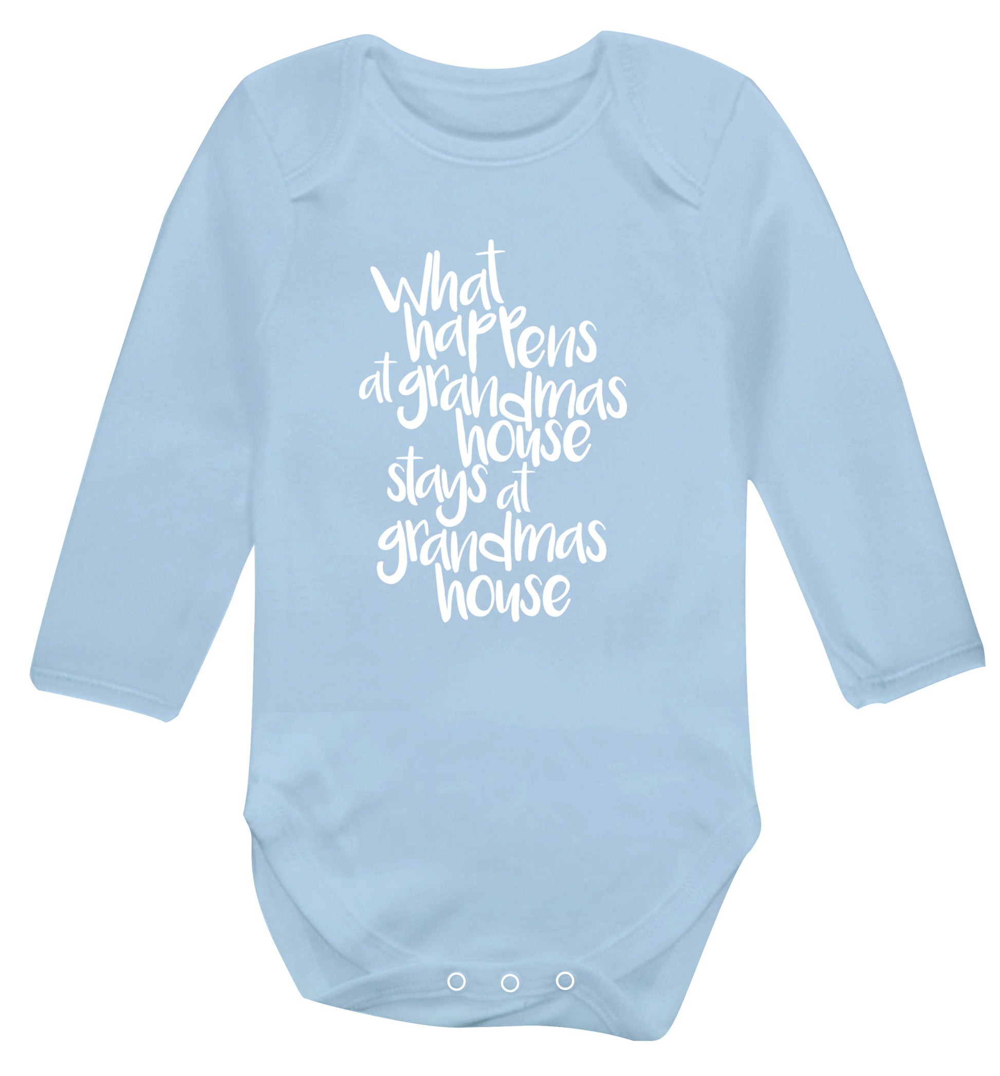 What happens at grandmas house stays at grandmas house Baby Vest long sleeved pale blue 6-12 months