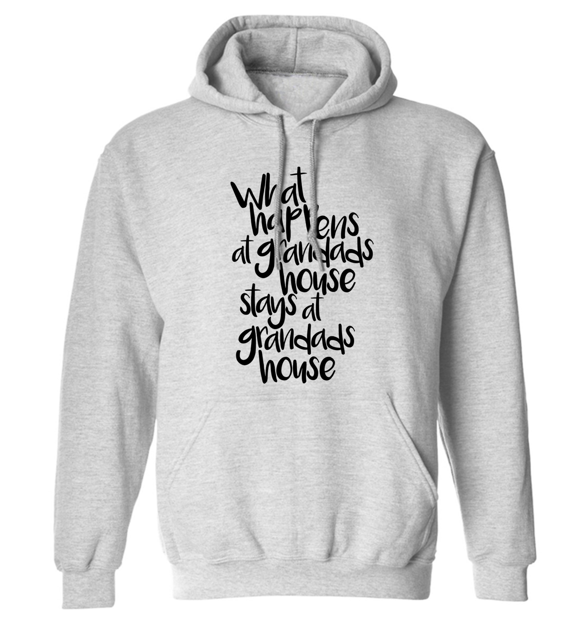 What happens at grandads house stays at grandads house adults unisex grey hoodie 2XL