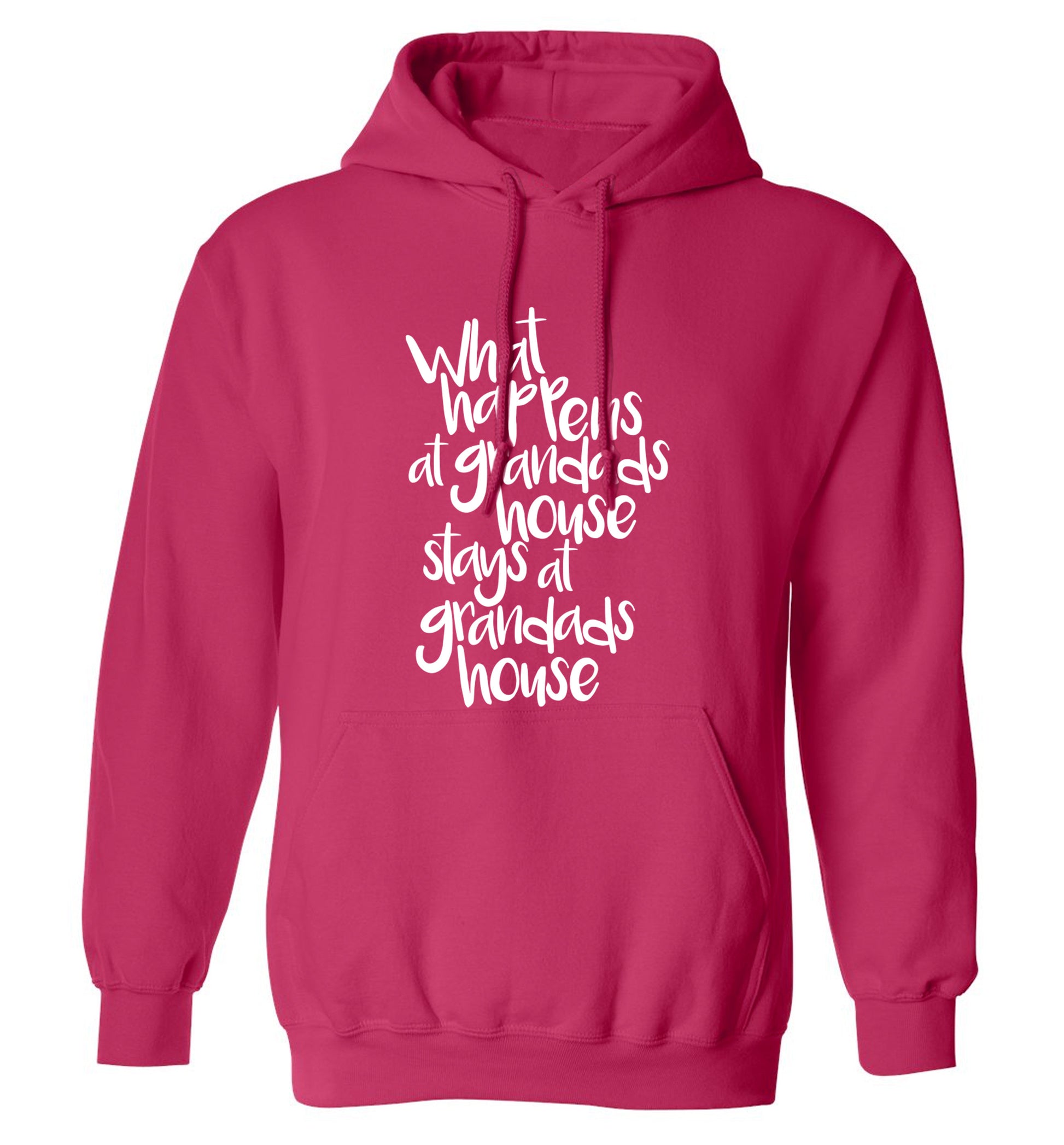 What happens at grandads house stays at grandads house adults unisex pink hoodie 2XL