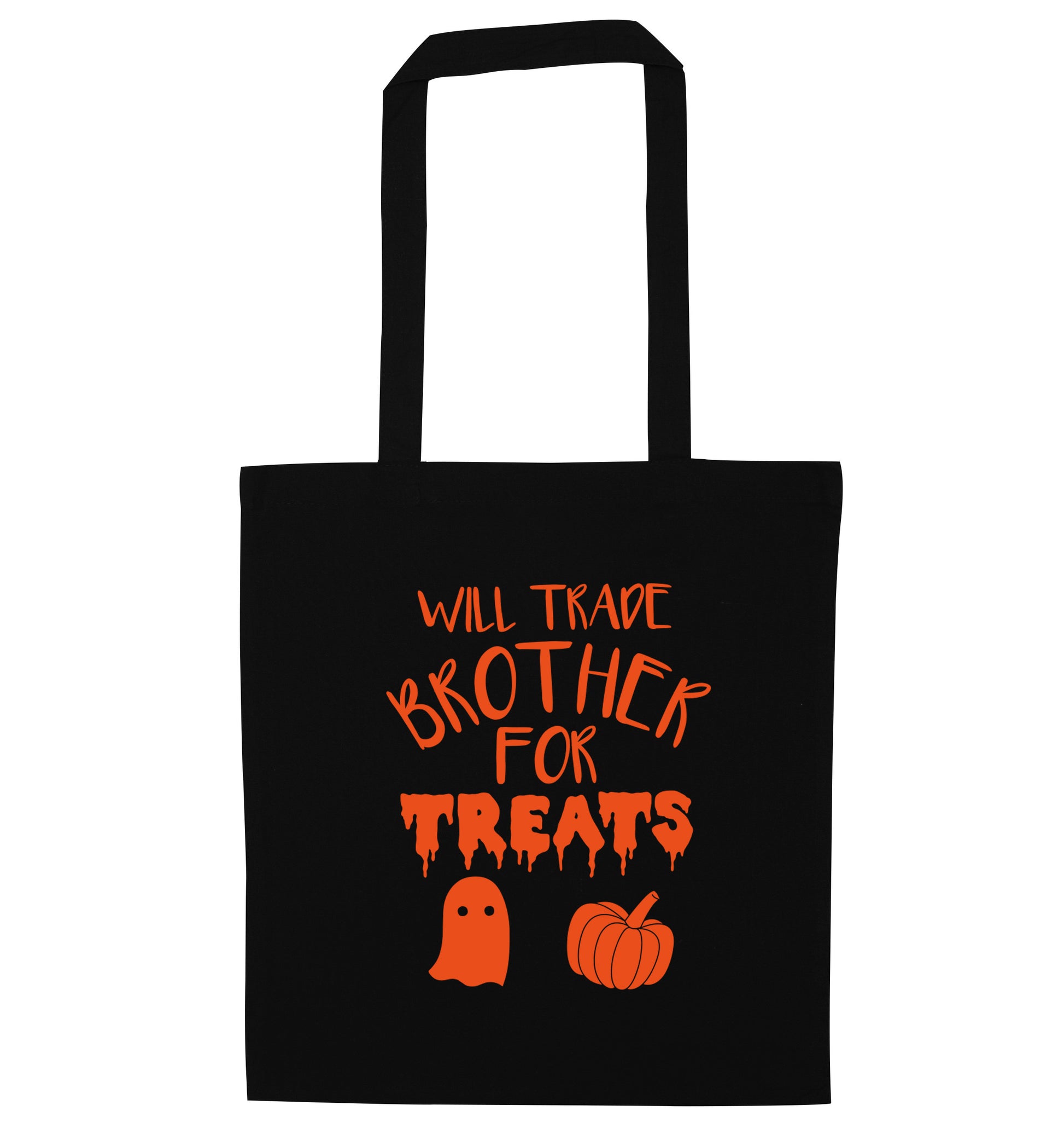 Will trade brother for treats black tote bag