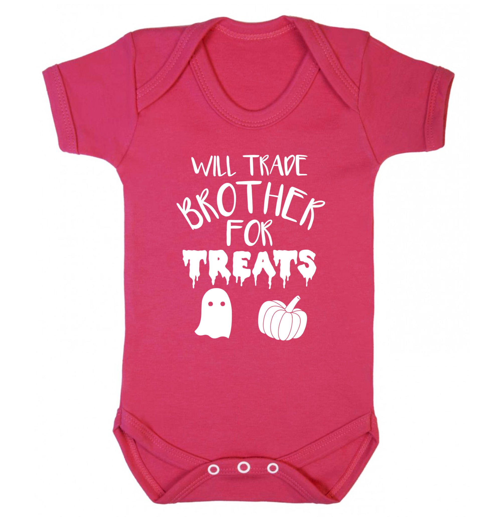 Will trade brother for treats Baby Vest dark pink 18-24 months