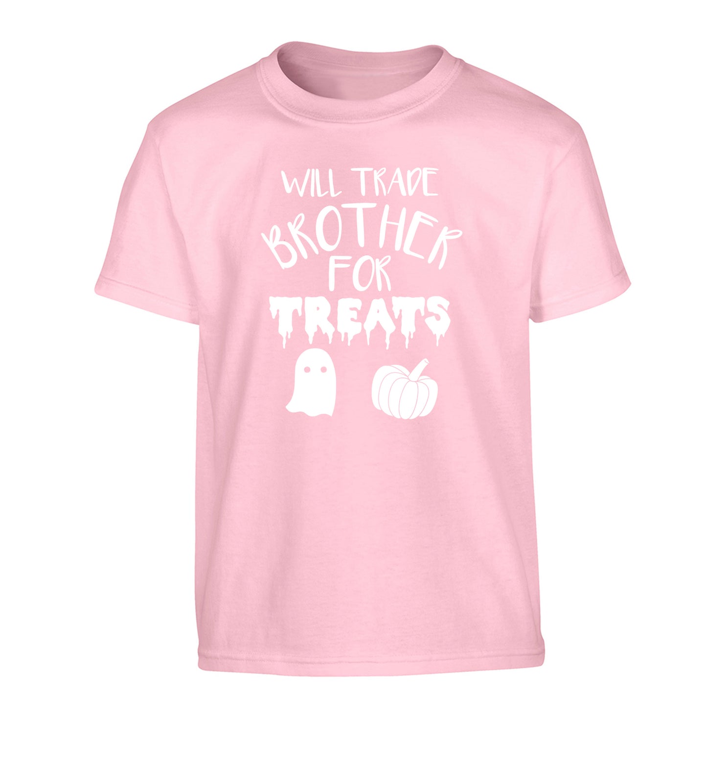 Will trade brother for treats Children's light pink Tshirt 12-14 Years