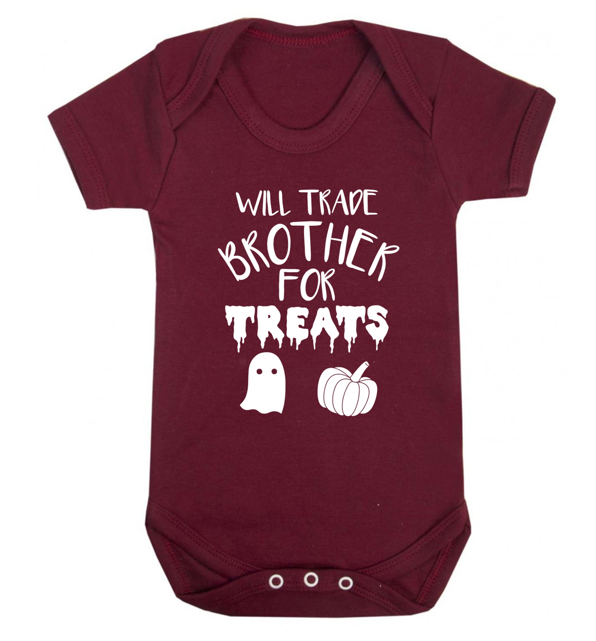 Will trade brother for treats Baby Vest maroon 18-24 months