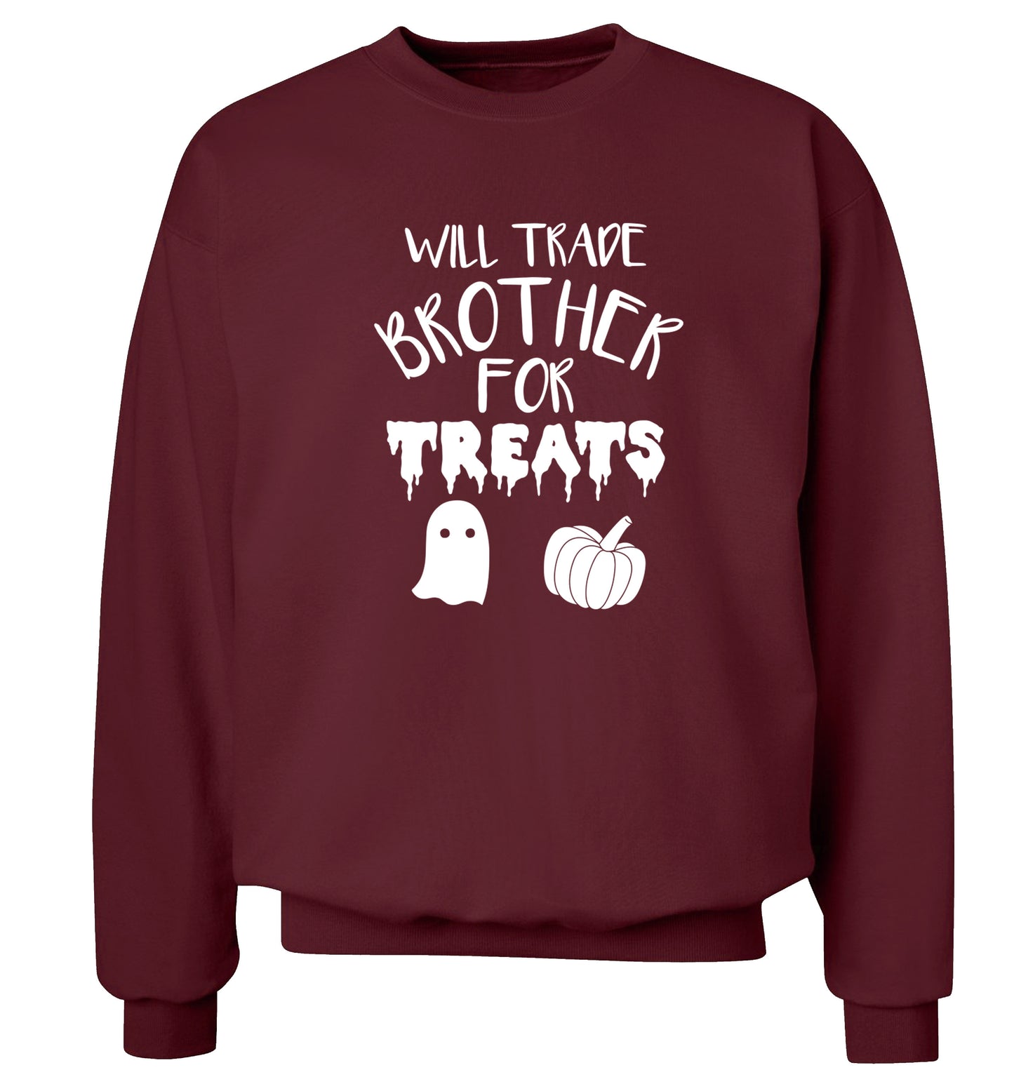 Will trade brother for treats Adult's unisex maroon Sweater 2XL