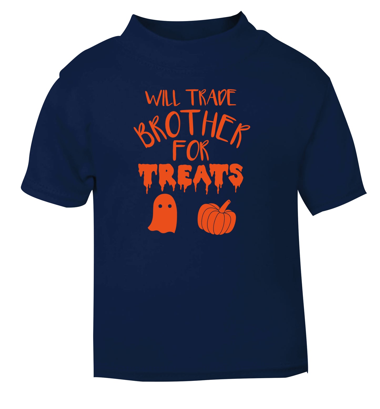 Will trade brother for treats navy Baby Toddler Tshirt 2 Years