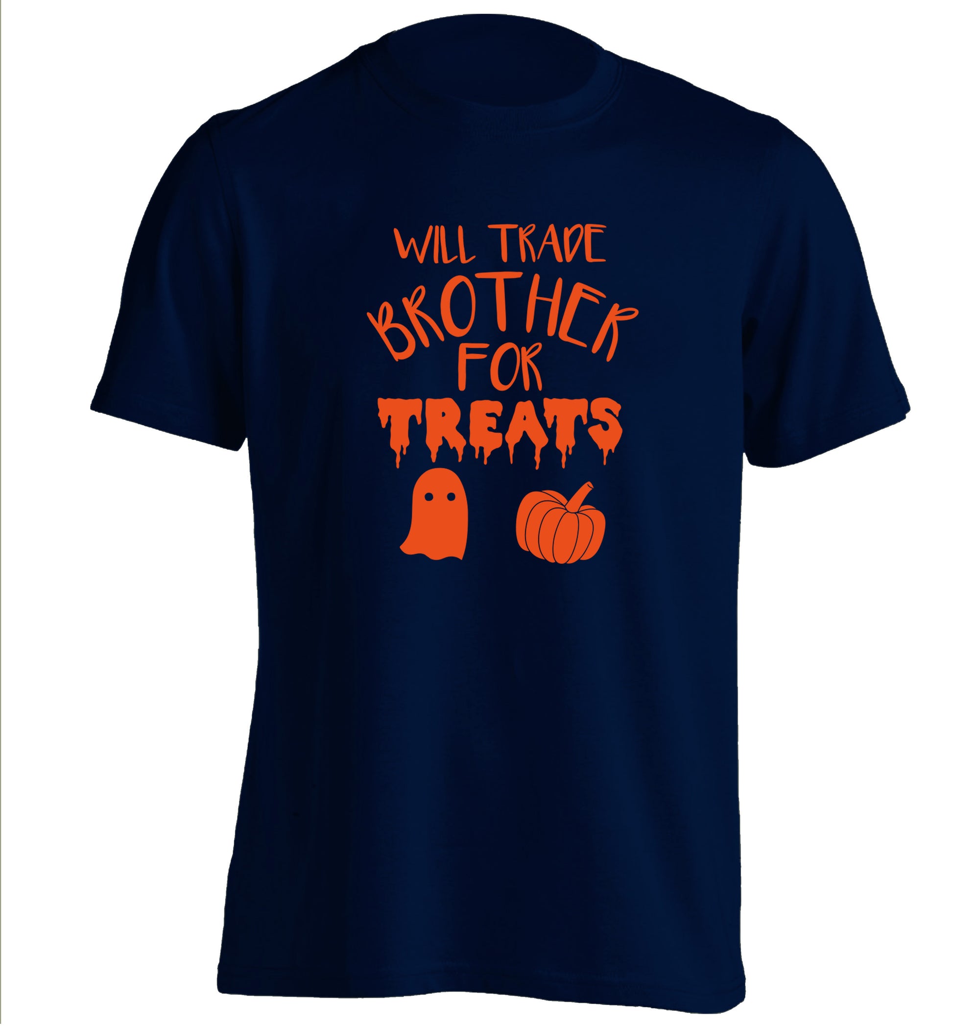Will trade brother for treats adults unisex navy Tshirt 2XL