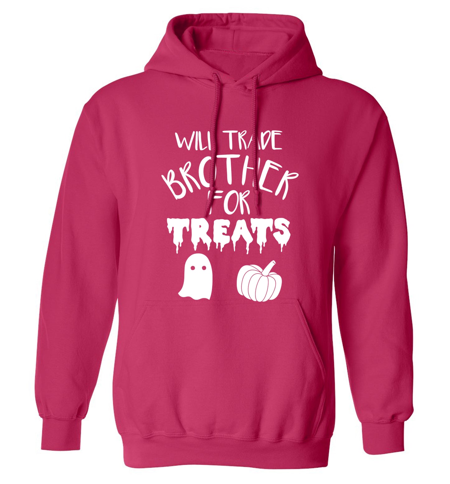 Will trade brother for treats adults unisex pink hoodie 2XL