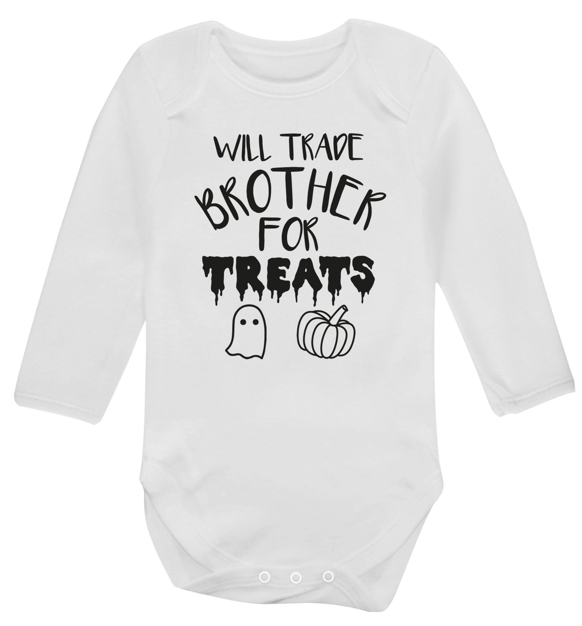 Will trade brother for treats Baby Vest long sleeved white 6-12 months
