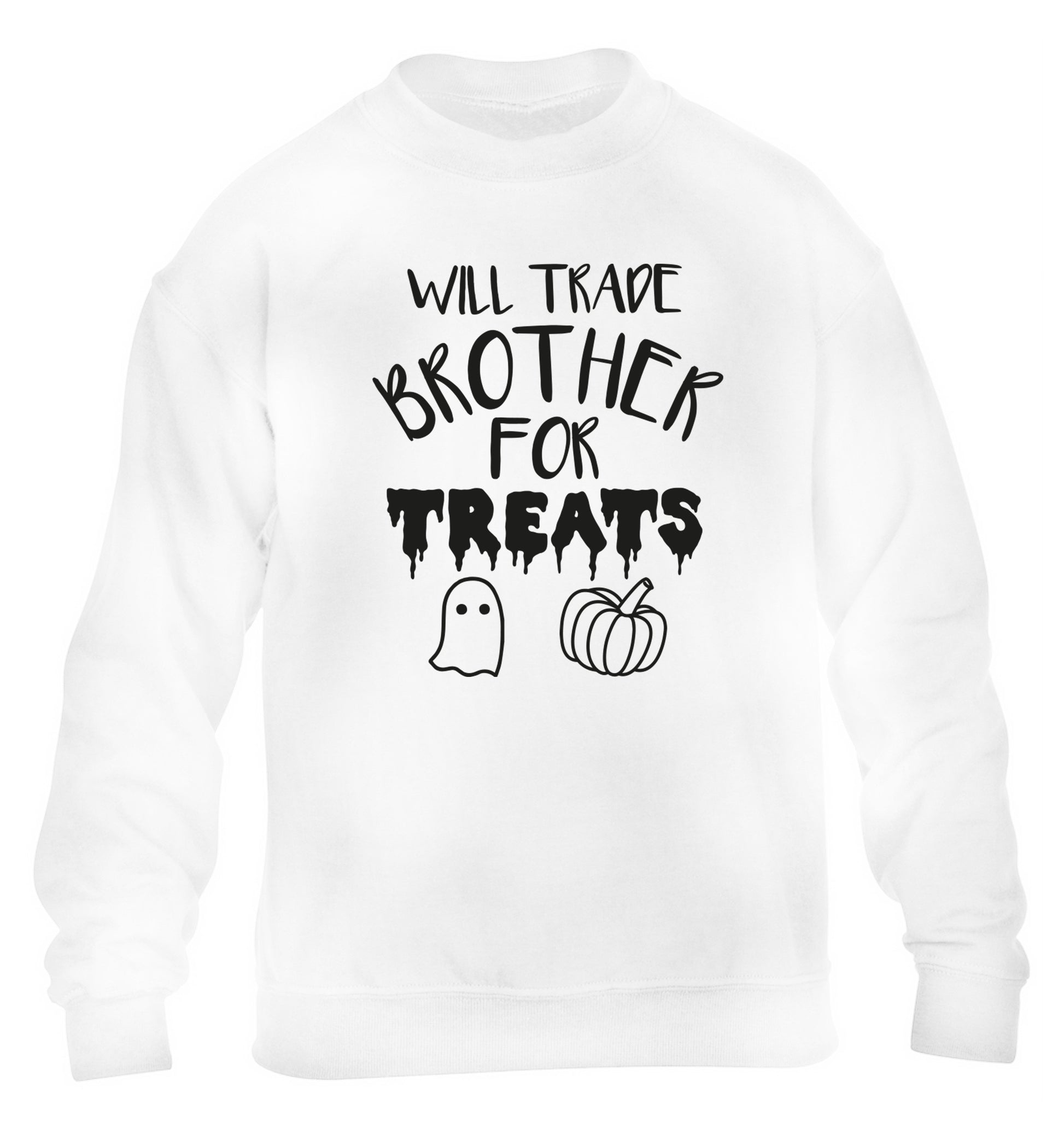 Will trade brother for treats children's white sweater 12-14 Years