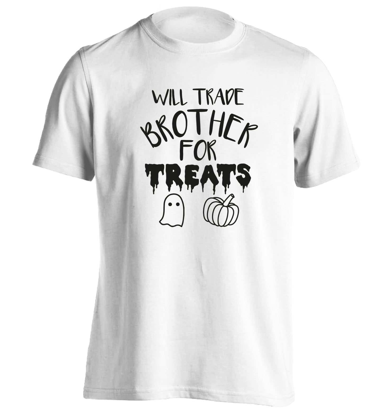 Will trade brother for treats adults unisex white Tshirt 2XL