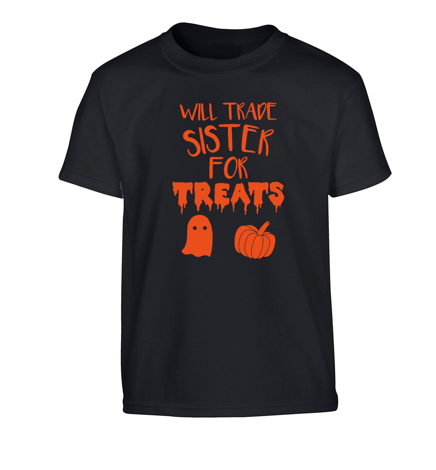 Will trade sister for treats Children's black Tshirt 12-14 Years