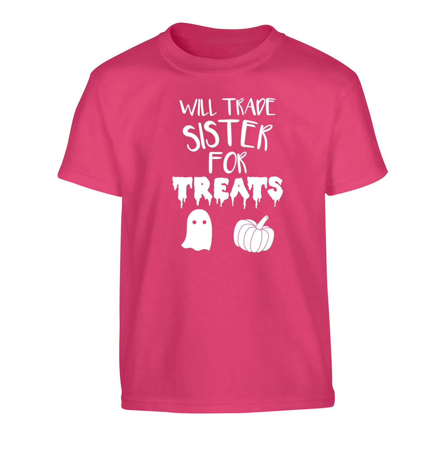 Will trade sister for treats Children's pink Tshirt 12-14 Years