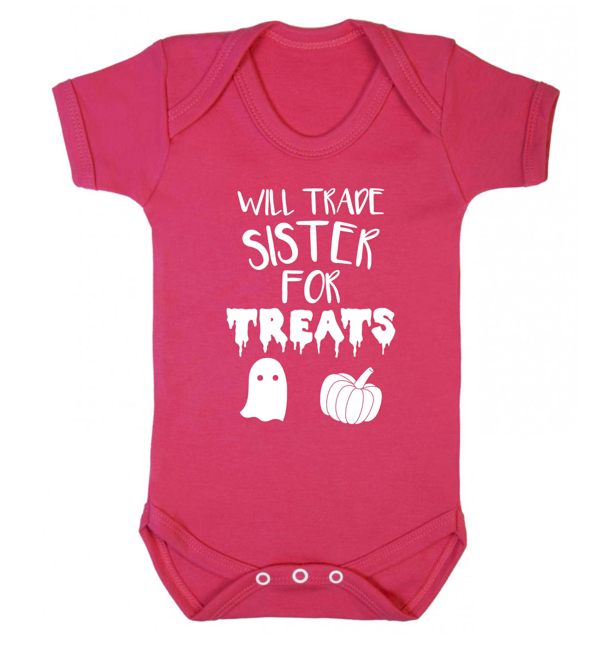 Will trade sister for treats Baby Vest dark pink 18-24 months