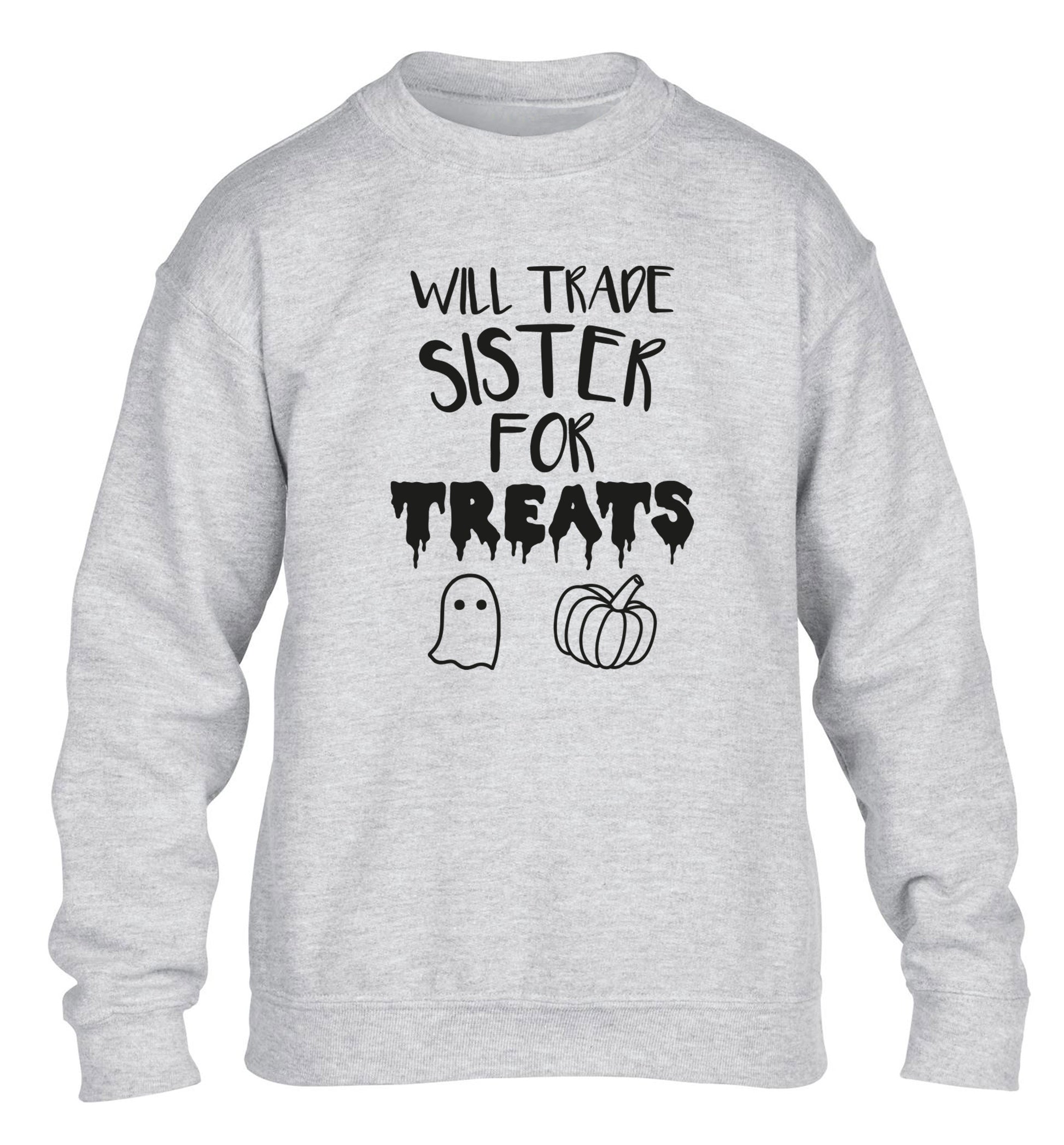 Will trade sister for treats children's grey sweater 12-14 Years