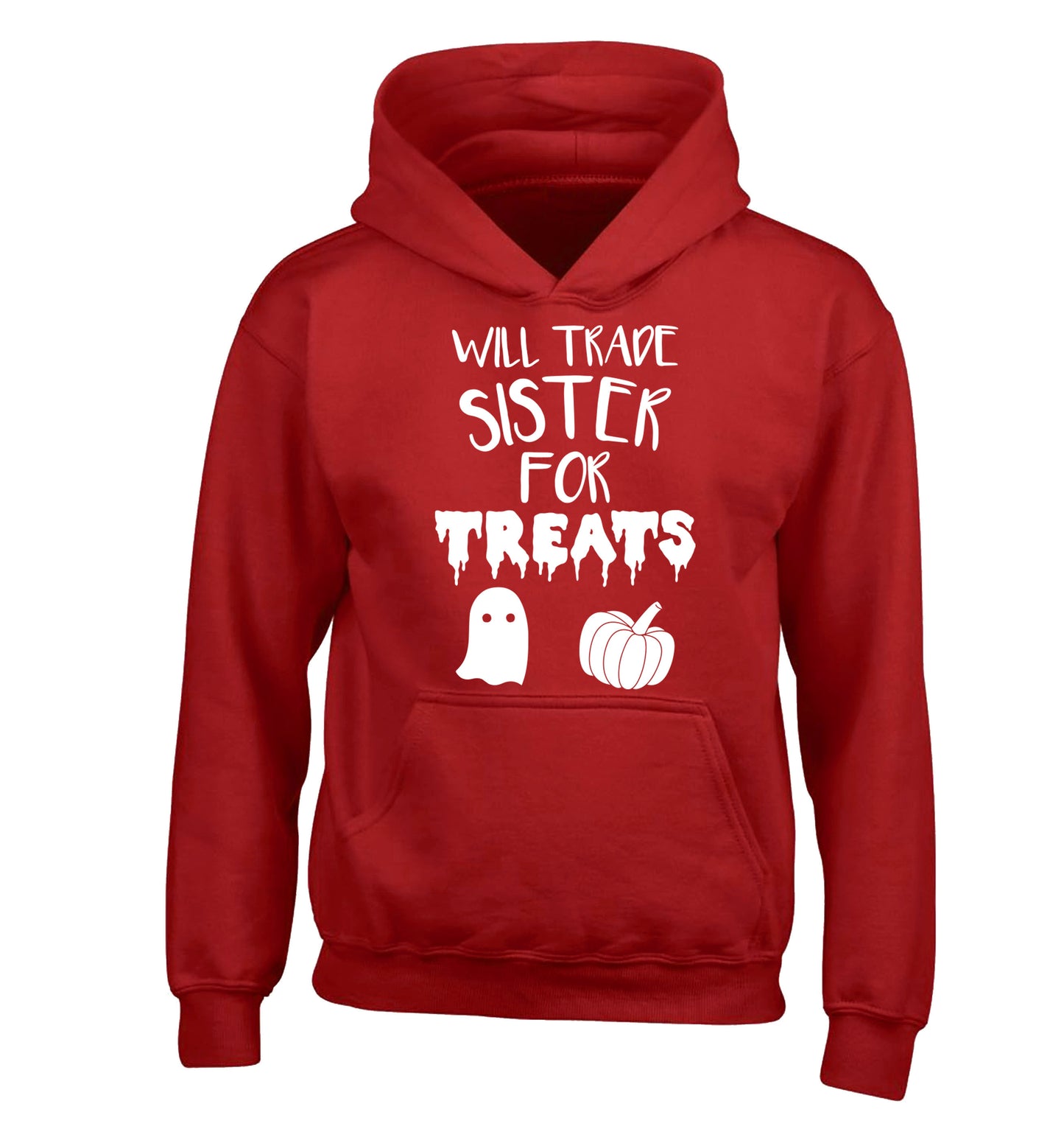 Will trade sister for treats children's red hoodie 12-14 Years