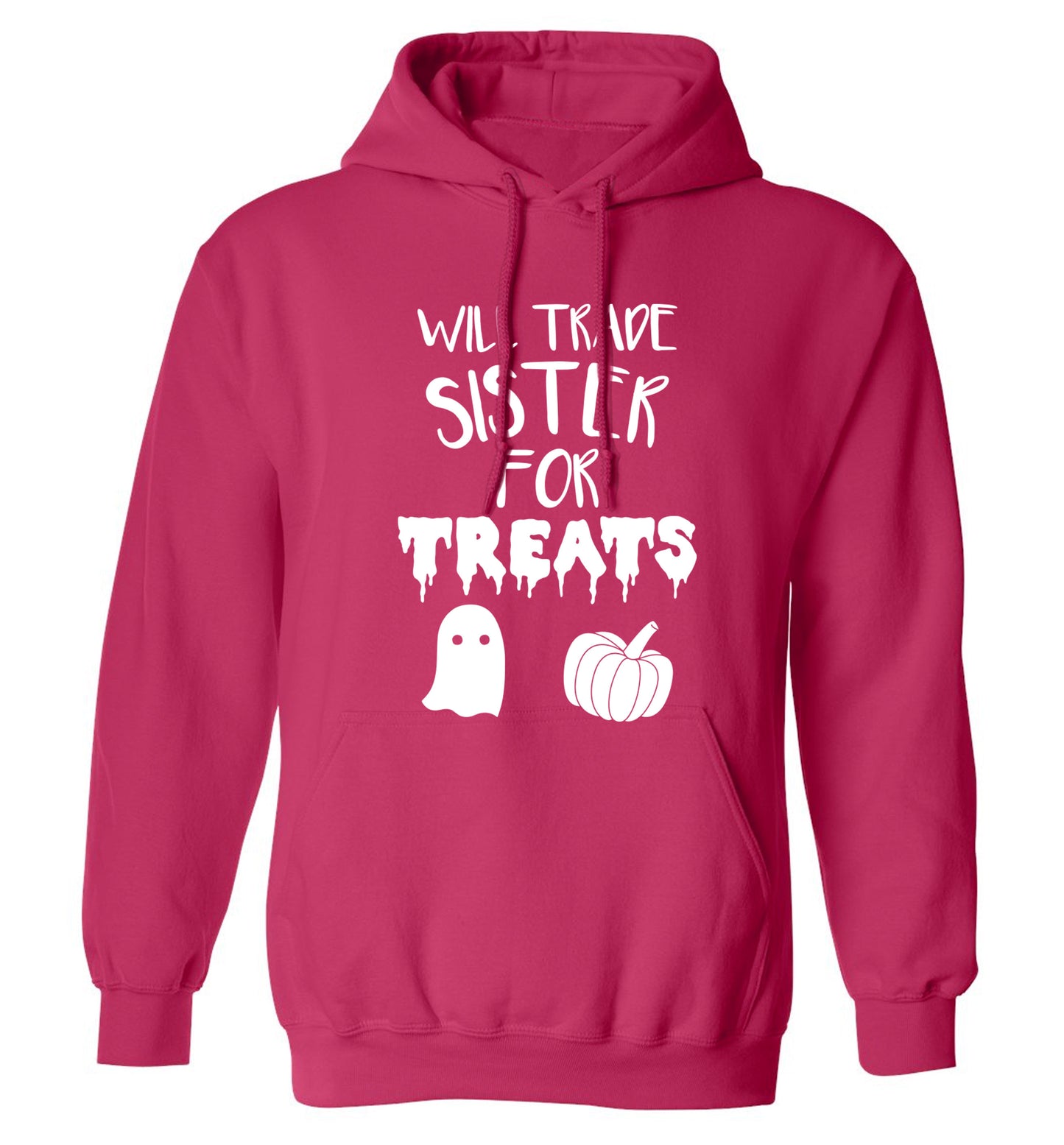 Will trade sister for treats adults unisex pink hoodie 2XL