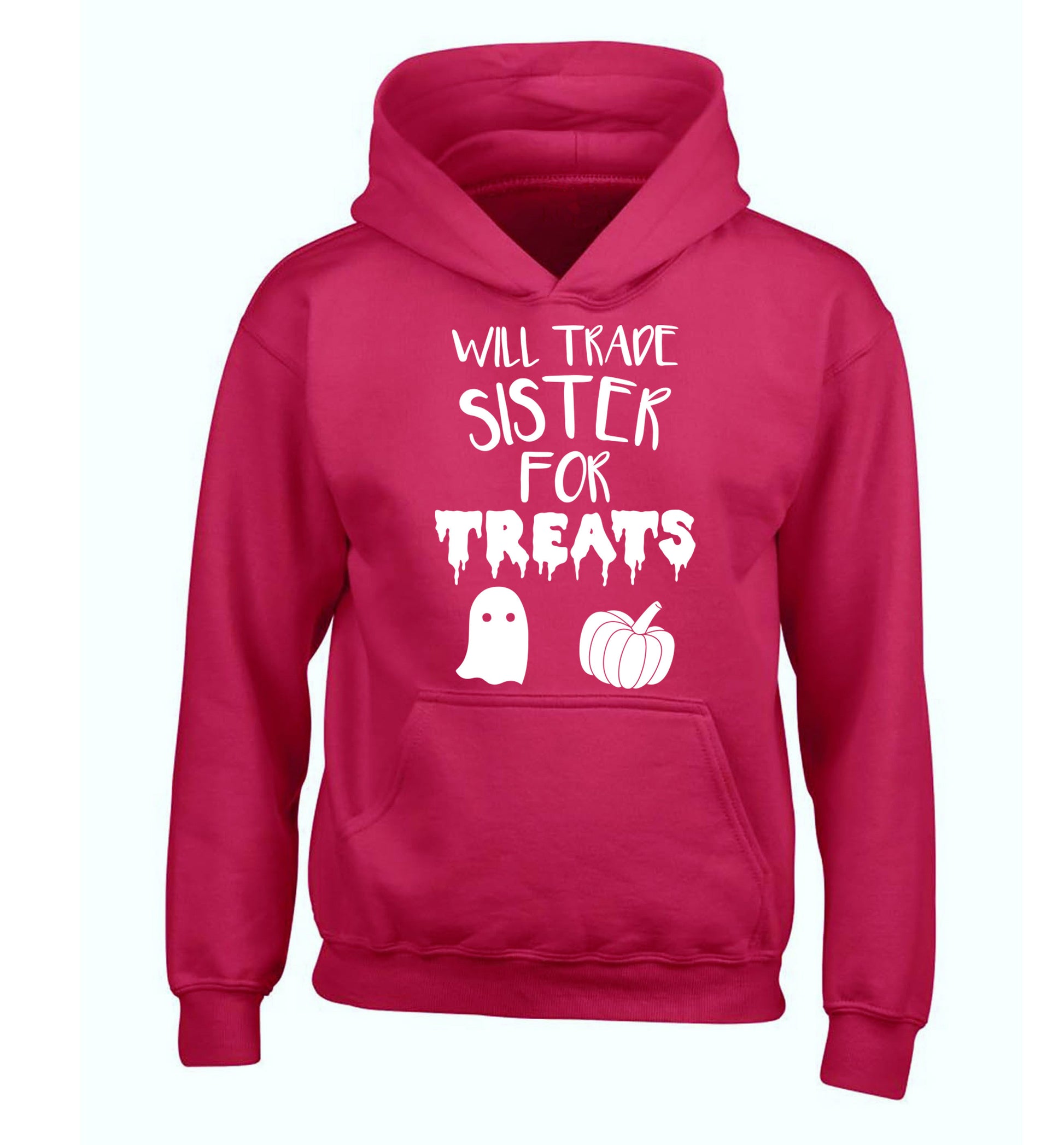 Will trade sister for treats children's pink hoodie 12-14 Years