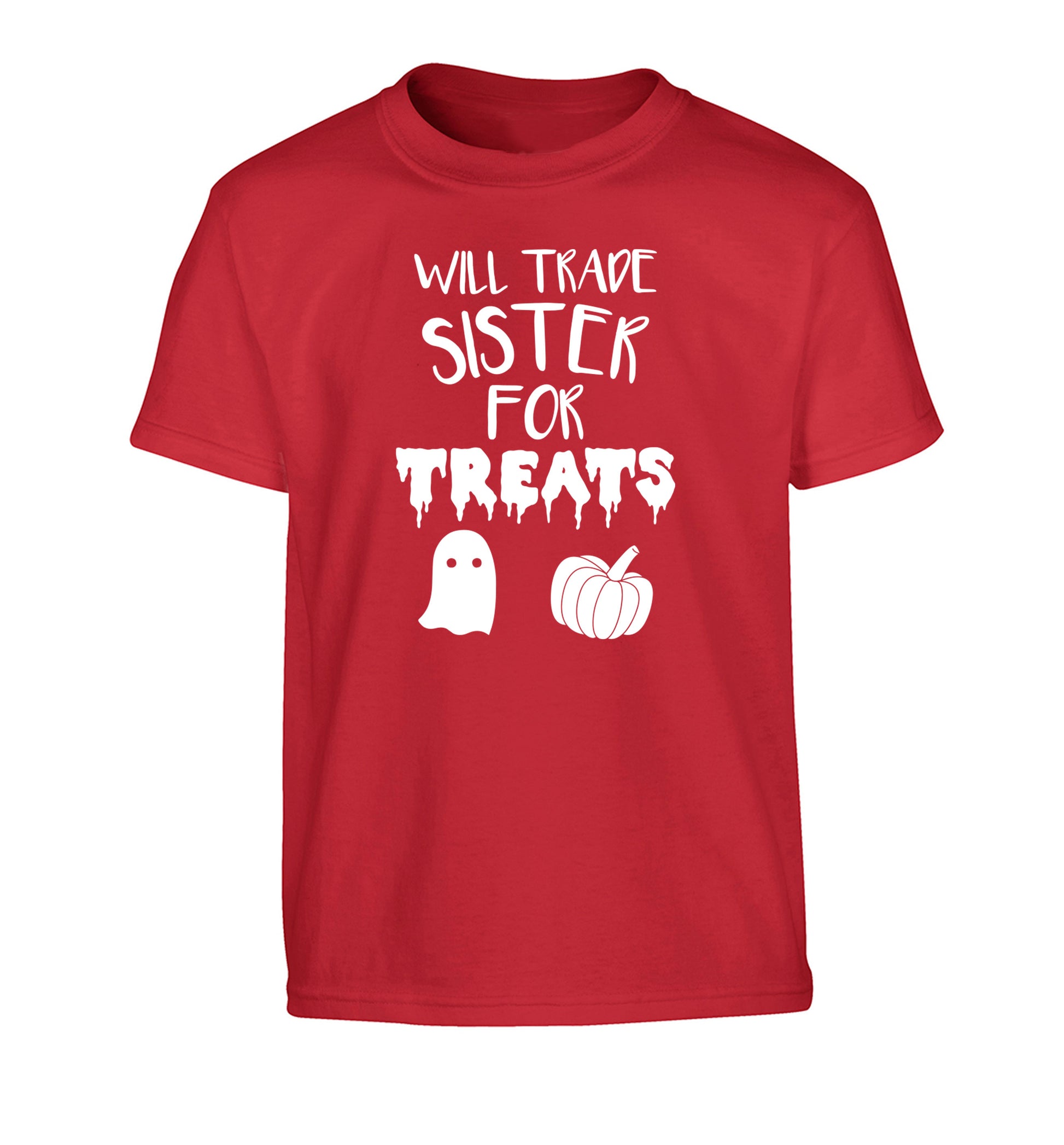 Will trade sister for treats Children's red Tshirt 12-14 Years