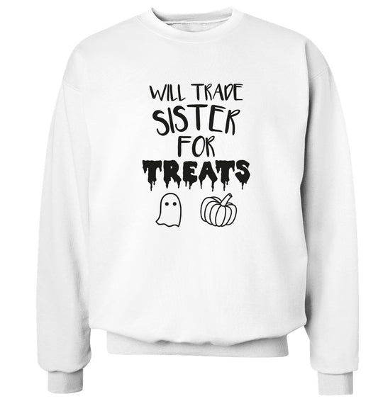 Will trade sister for treats Adult's unisex white Sweater 2XL