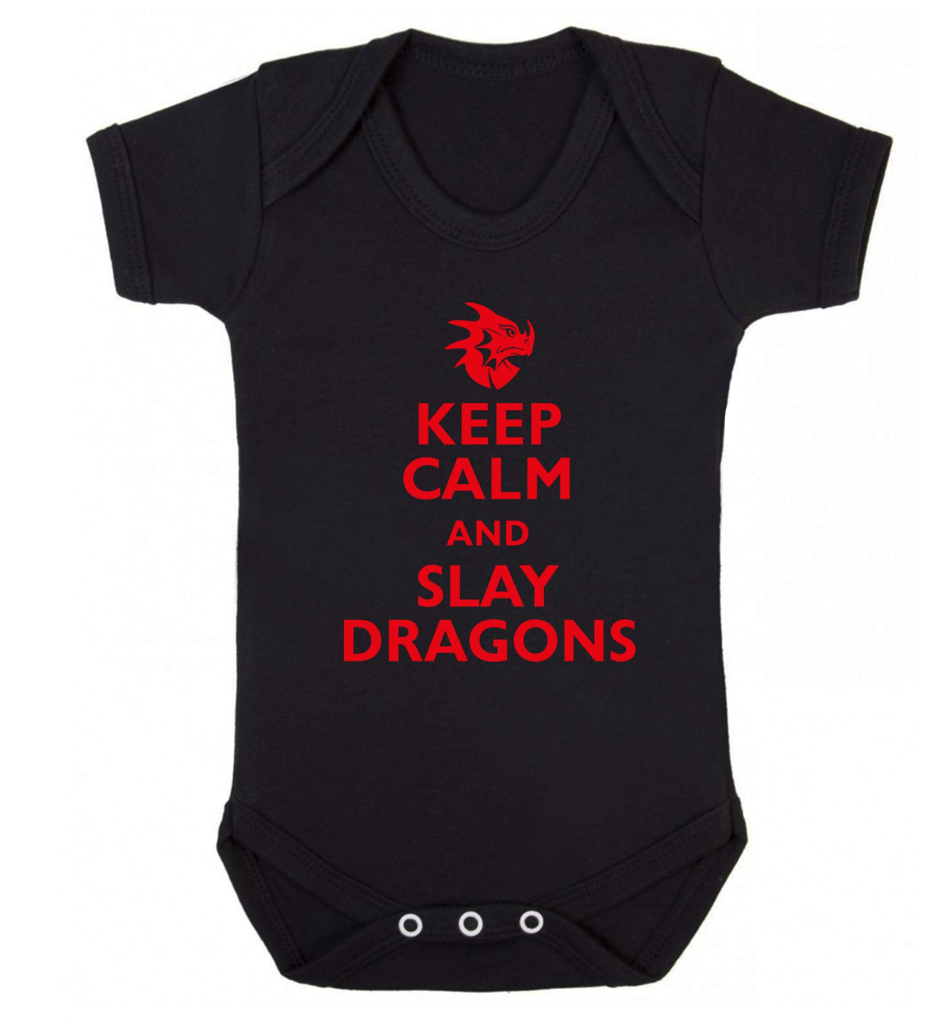 Keep calm and slay dragons Baby Vest black 18-24 months