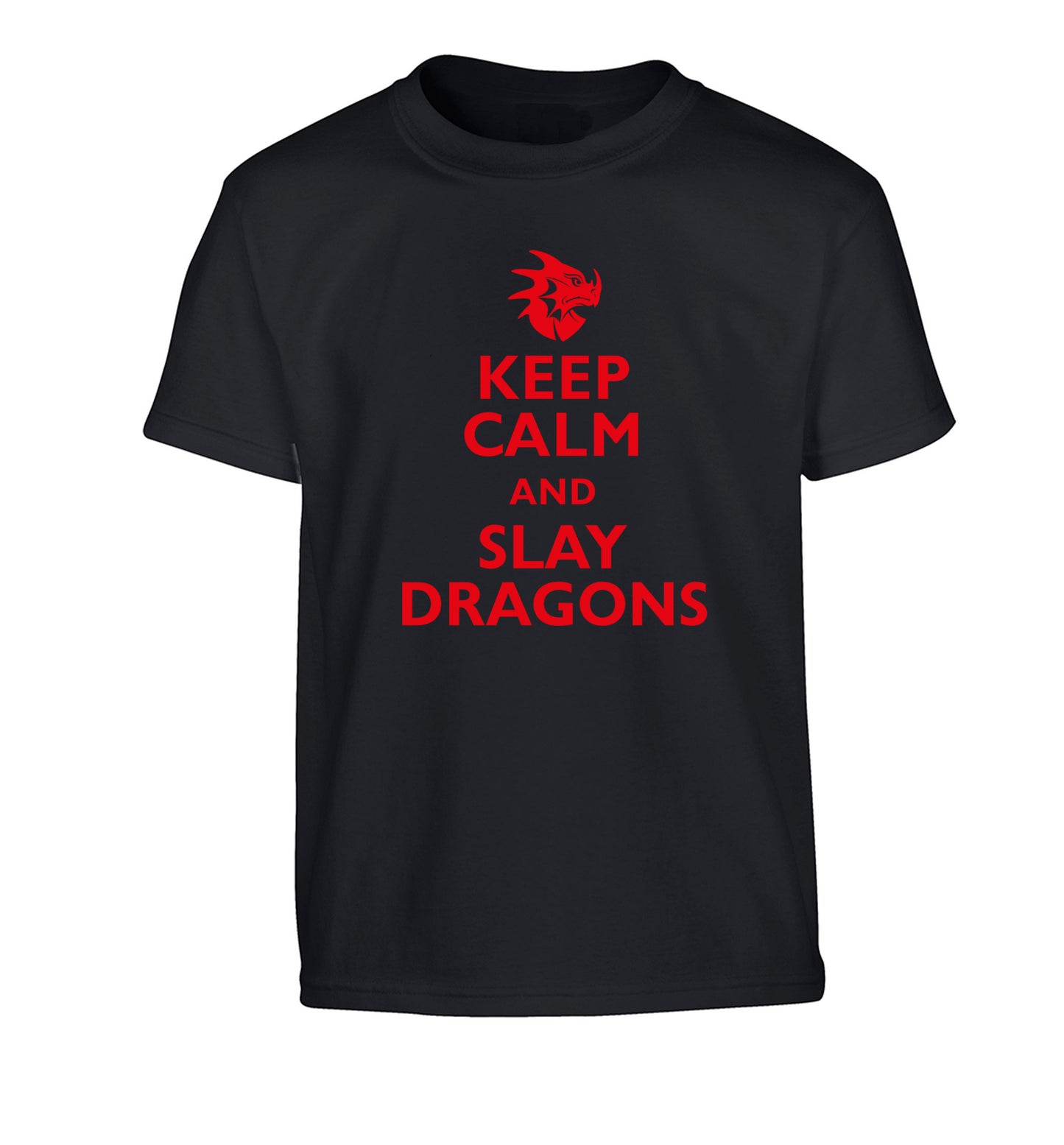 Keep calm and slay dragons Children's black Tshirt 12-14 Years
