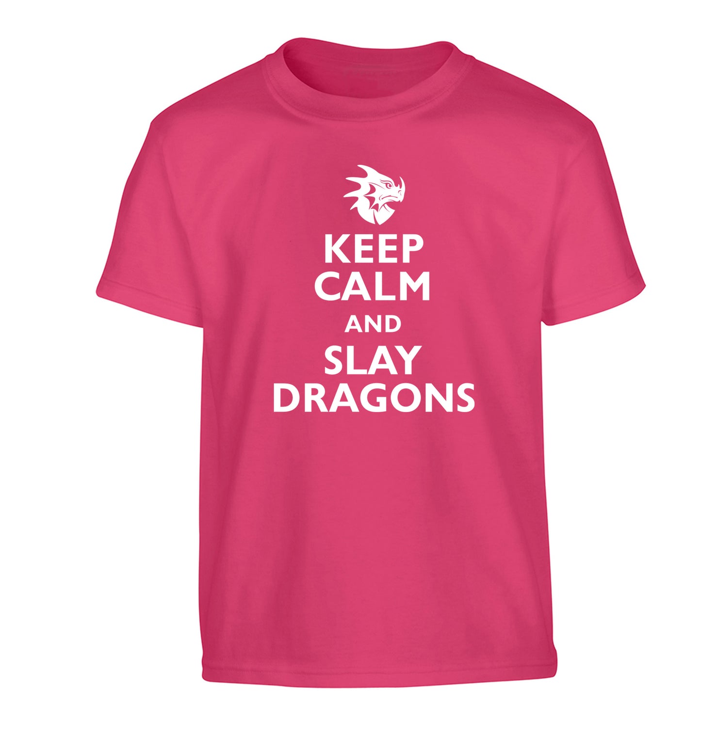 Keep calm and slay dragons Children's pink Tshirt 12-14 Years