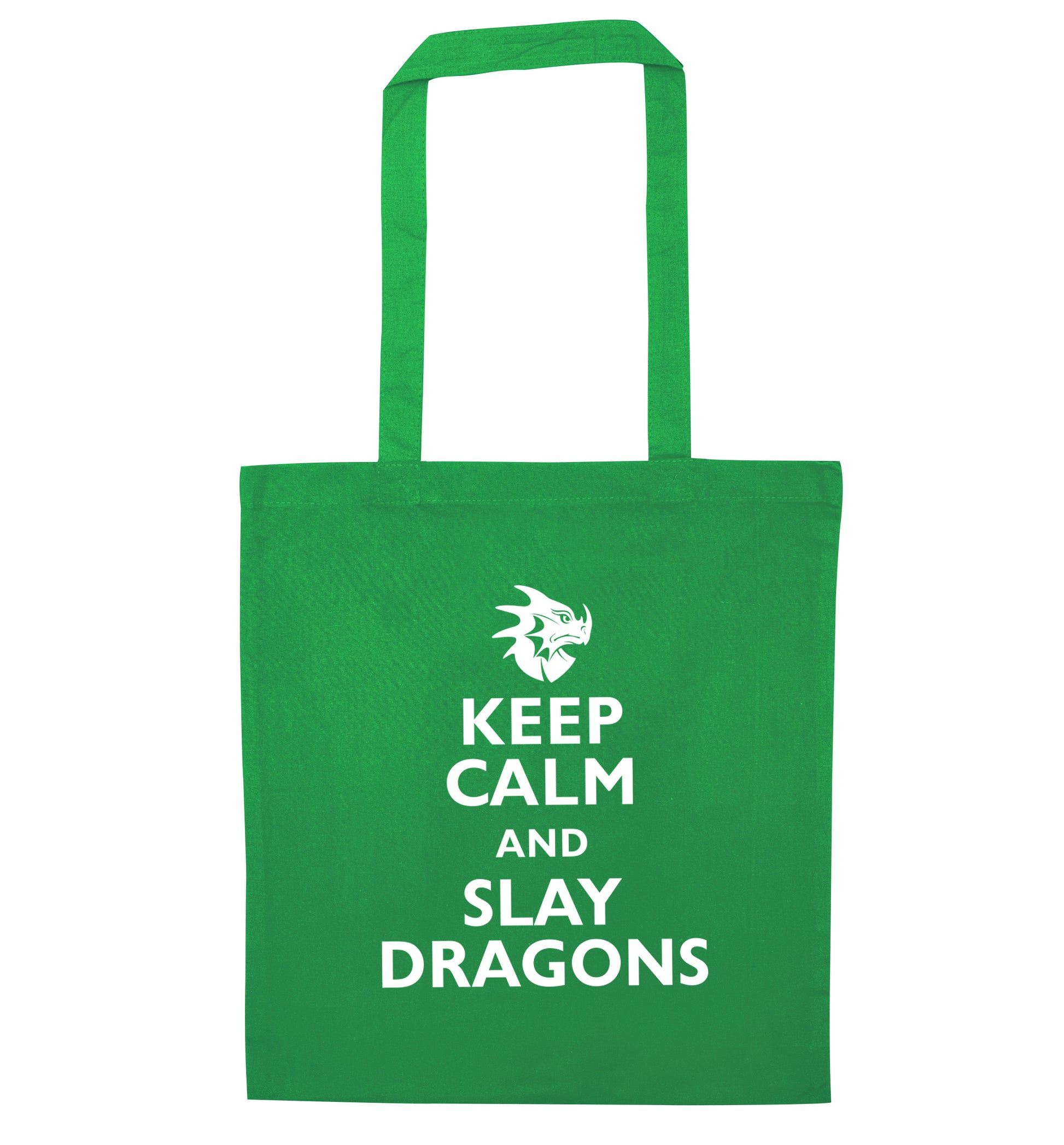 Keep calm and slay dragons green tote bag
