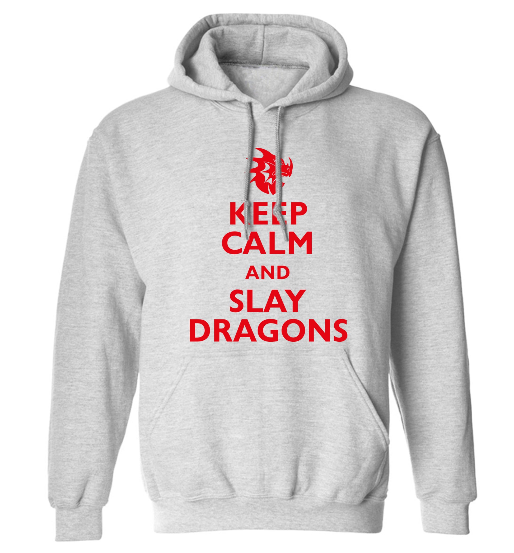 Keep calm and slay dragons adults unisex grey hoodie 2XL