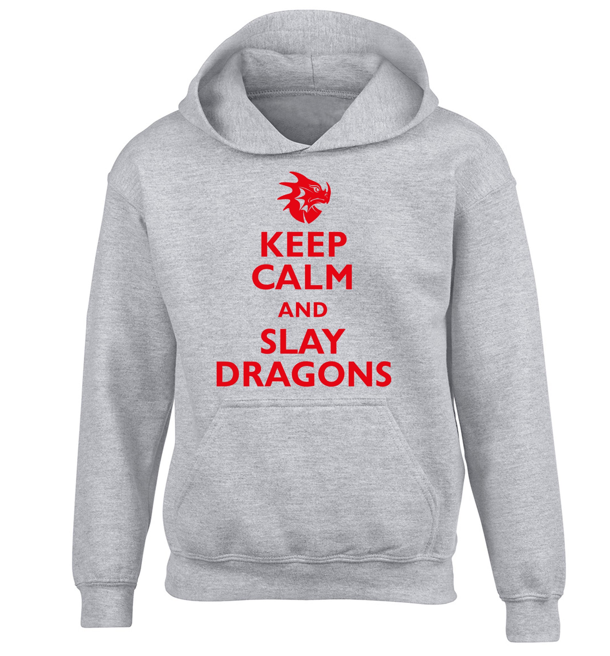 Keep calm and slay dragons children's grey hoodie 12-14 Years