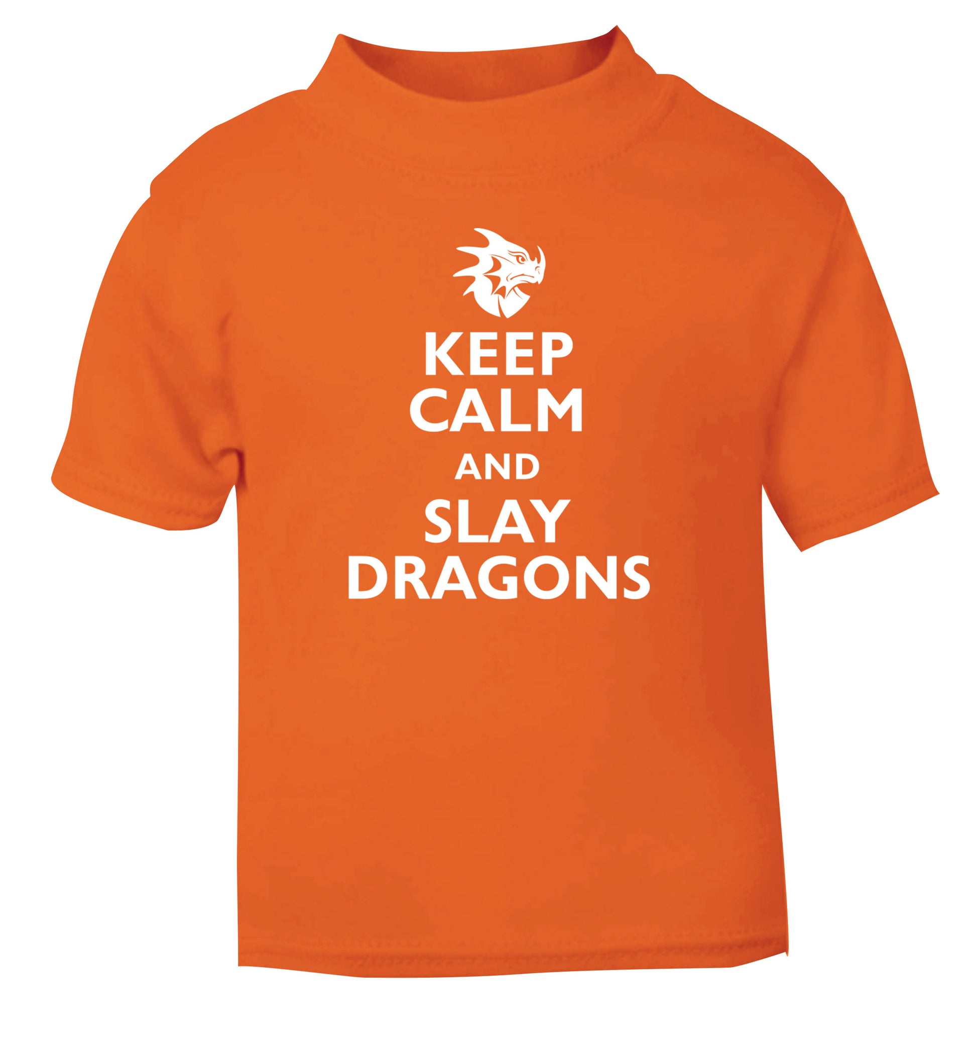 Keep calm and slay dragons orange Baby Toddler Tshirt 2 Years